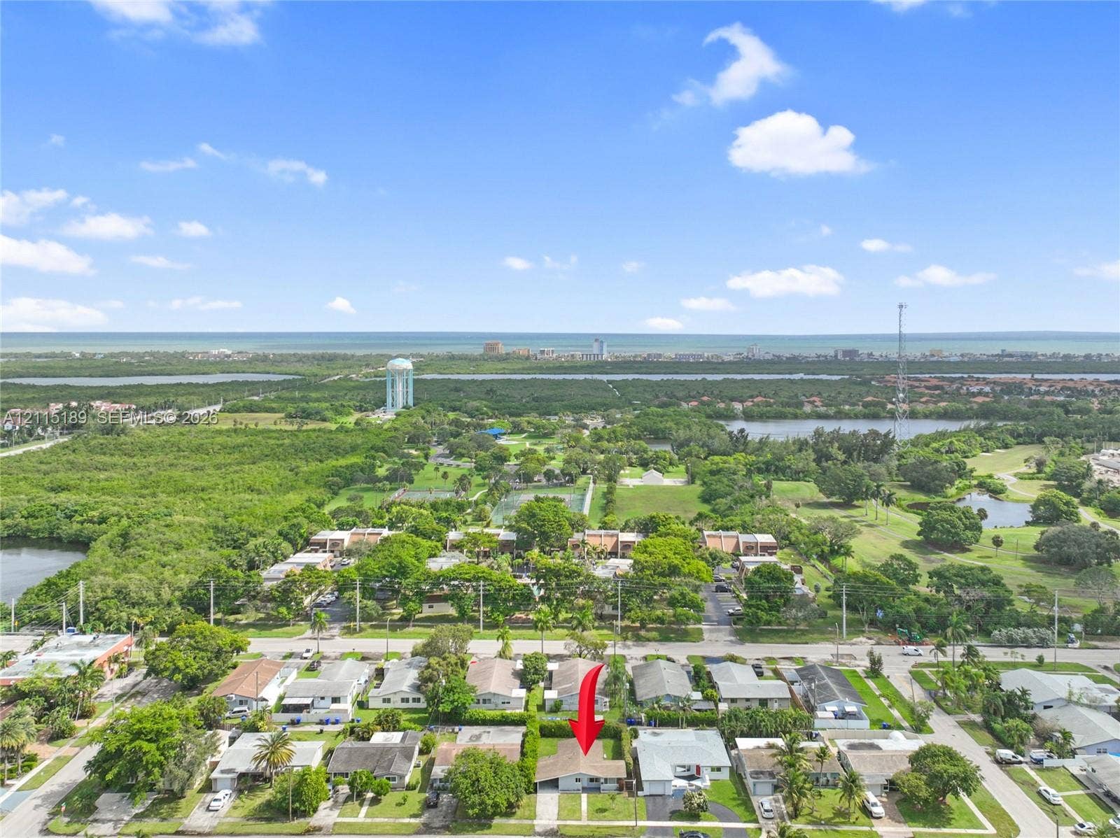 2111 N 14th Court, Hollywood, Hollywood, FL 33020 Aerial perspective featuring the proximity to the beach