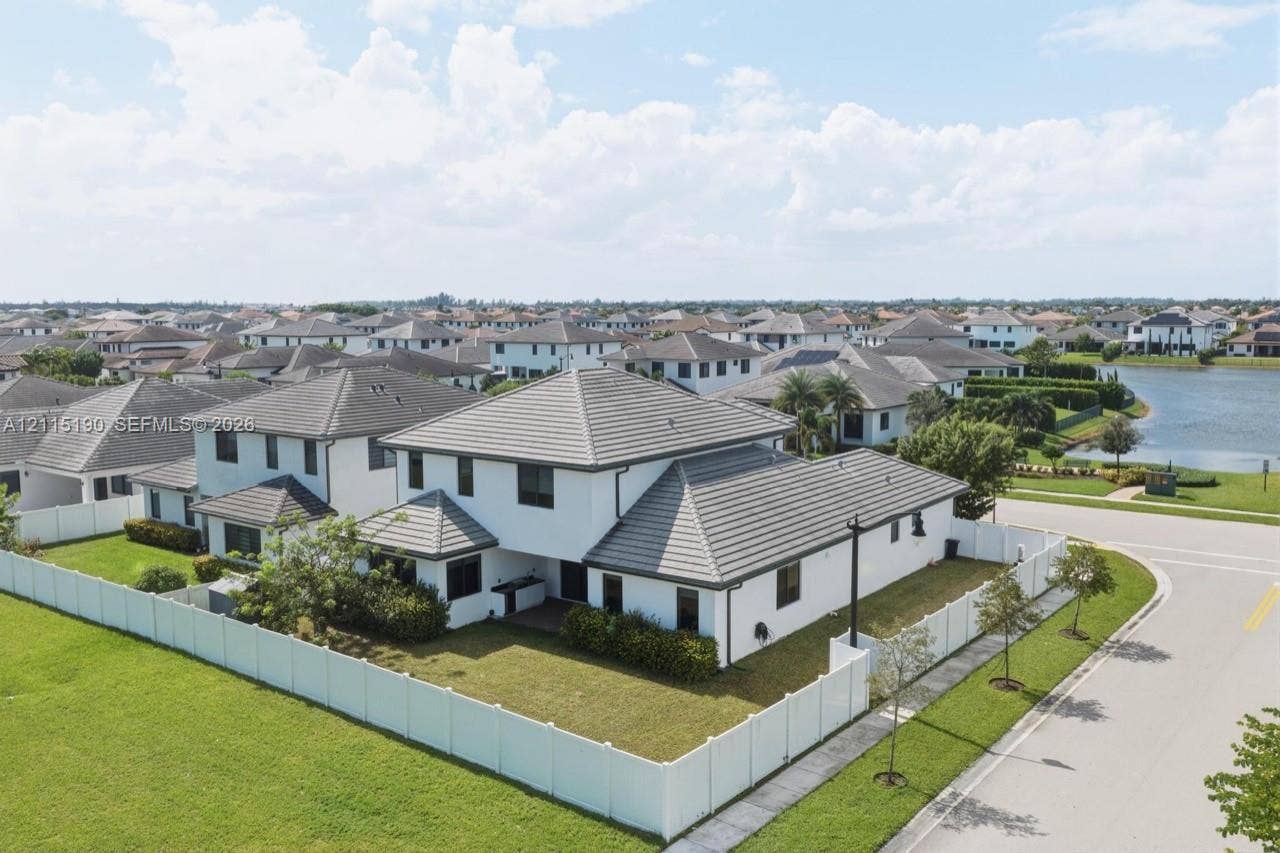 Rear corner aerial view of the home.
