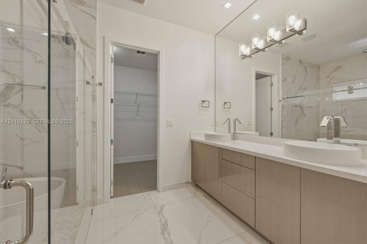 Bathroom with double vanity.