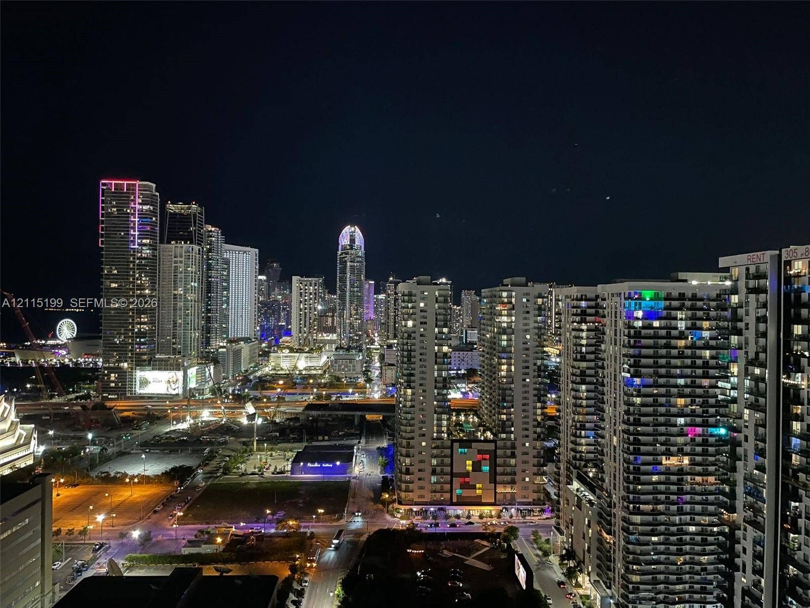 1600 NE 1st Avenue, #3120, Miami, FL 33132 Panoramic urban skyline featuring high-rise architecture and illuminated cityscape