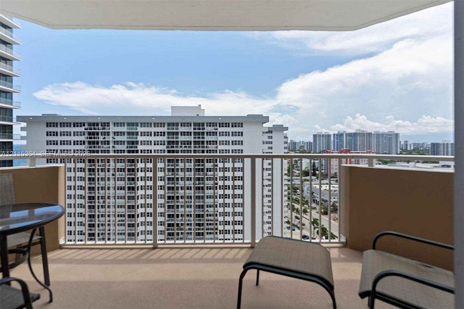 1980 S Ocean Drive, #20A, Hallandale Beach, Hallandale Beach, FL 33009 Covered balcony with a solid perimeter wall and a metal railing