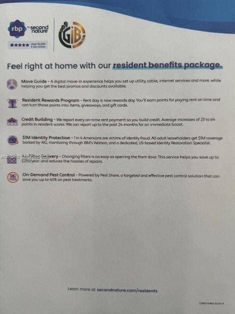 3001 NW 4th Terrace, #173, Pompano Beach, Pompano Beach, FL 33064 Resident Benefits Package. Listing the utility, credit, protection, and maintenance services provided for the property