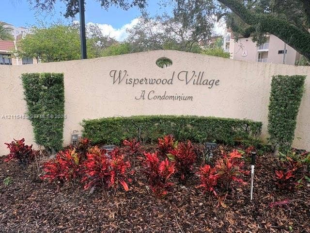 9301 SW 92nd Avenue, #A418, Miami, Miami, FL 33176 Stucco community monument sign featuring manicured topiary shrubs and decorative landscaping
