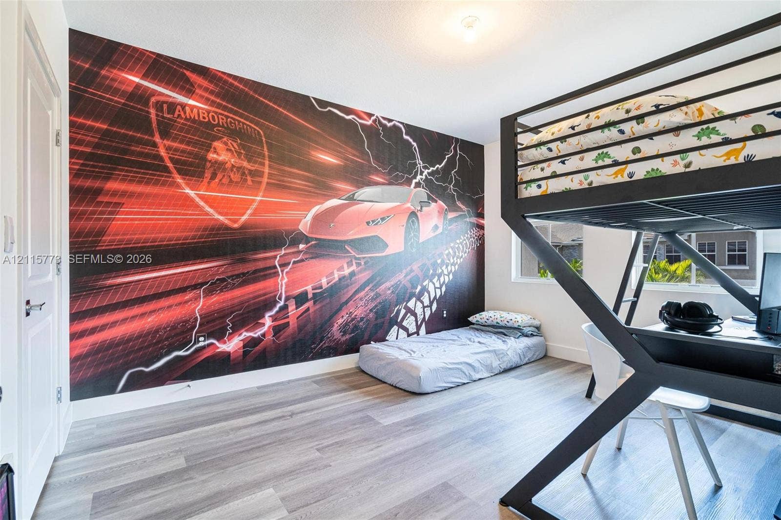 17033 SW 1st Street, #1, Pembroke Pines, Pembroke Pines, FL 33027 Wood-finish flooring and full-height wall graphic