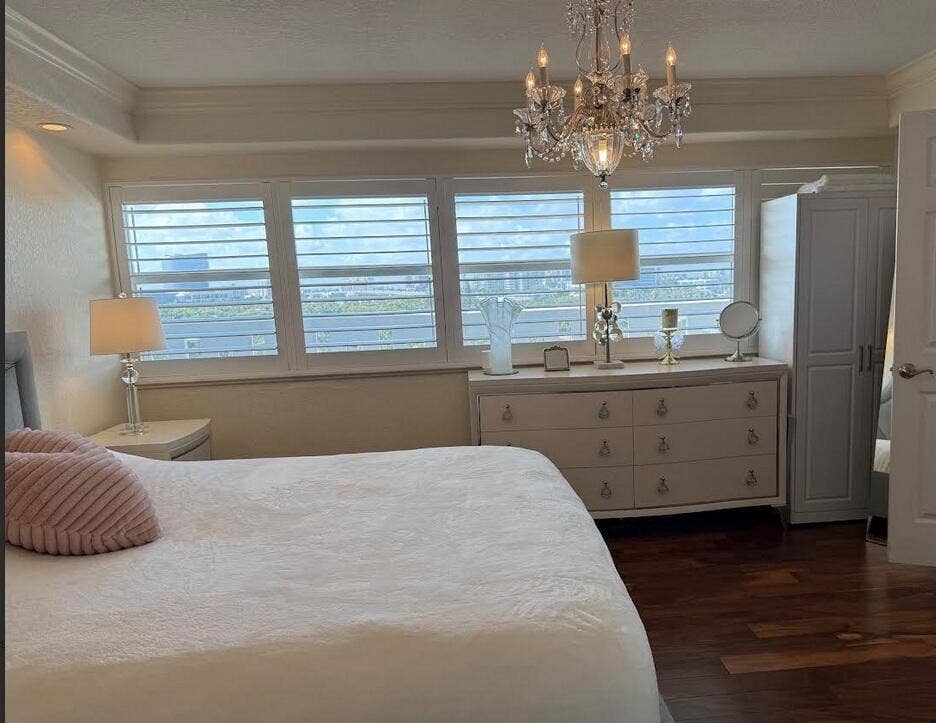 2000 S Ocean Drive, #804, Fort Lauderdale, FL 33316 Master bedroom with view of the city.