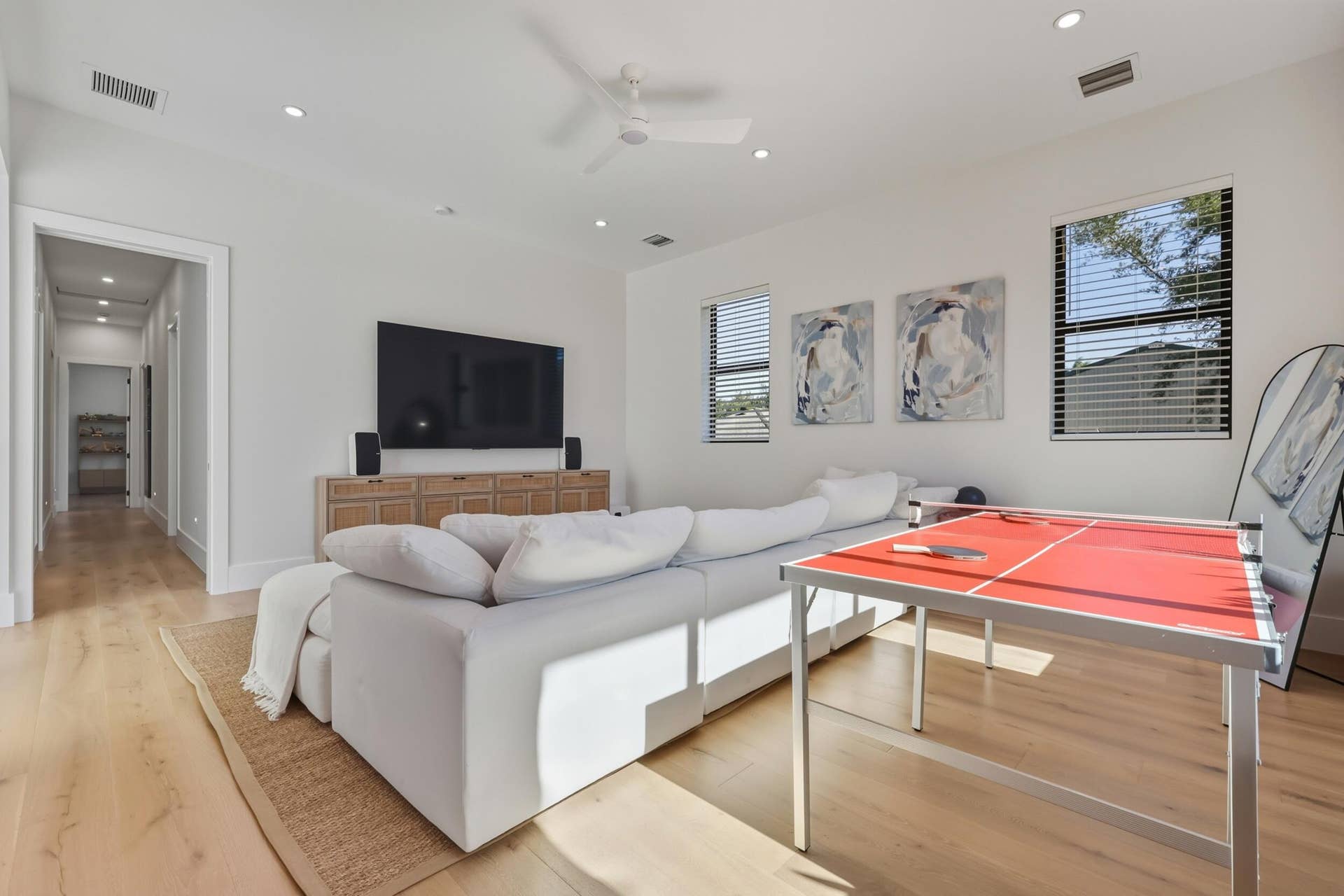 TV conduits on both walls for ease of layout