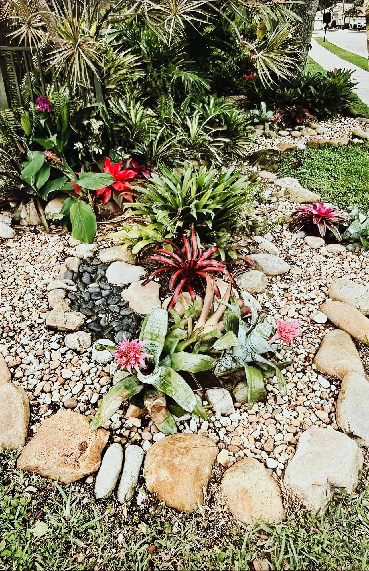 Front exterior corner, 20' rock garden