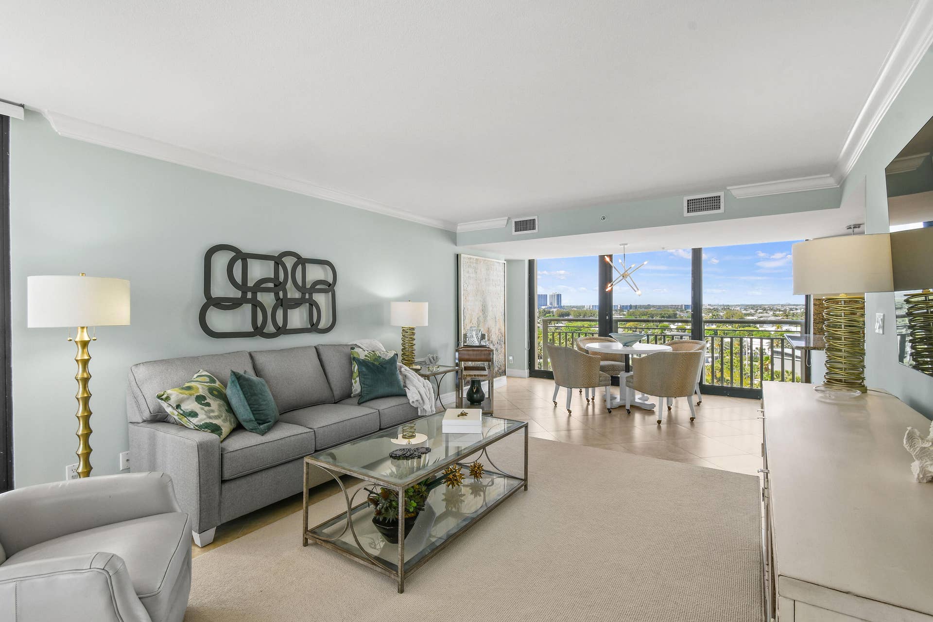 3000 N Ocean Drive, #9h, Singer Island, FL 33404 Living Room with Ocean Views