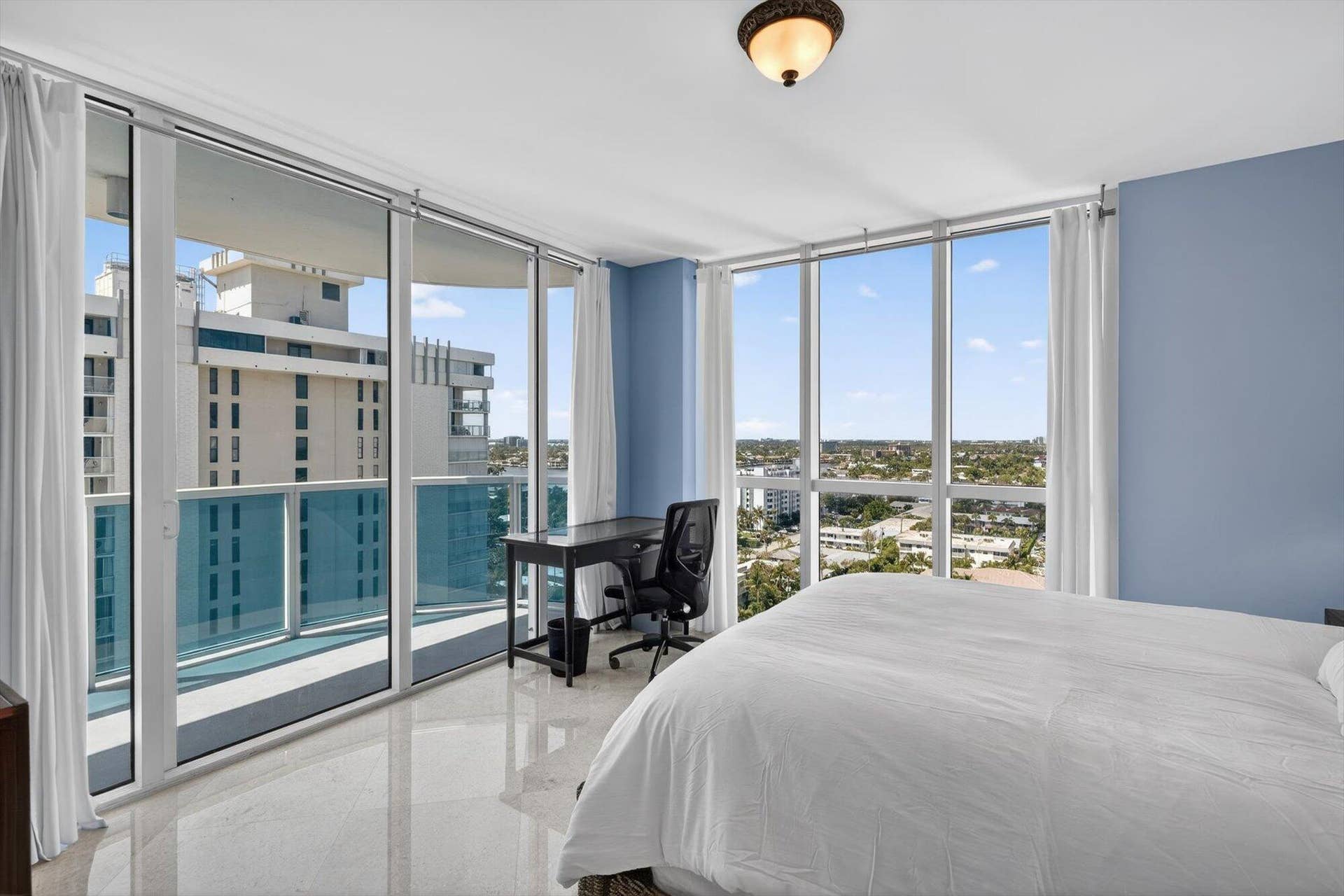 801 Briny Avenue, #1501, Pompano Beach, FL 33062 Second bedroom with Balcony city and ocean views