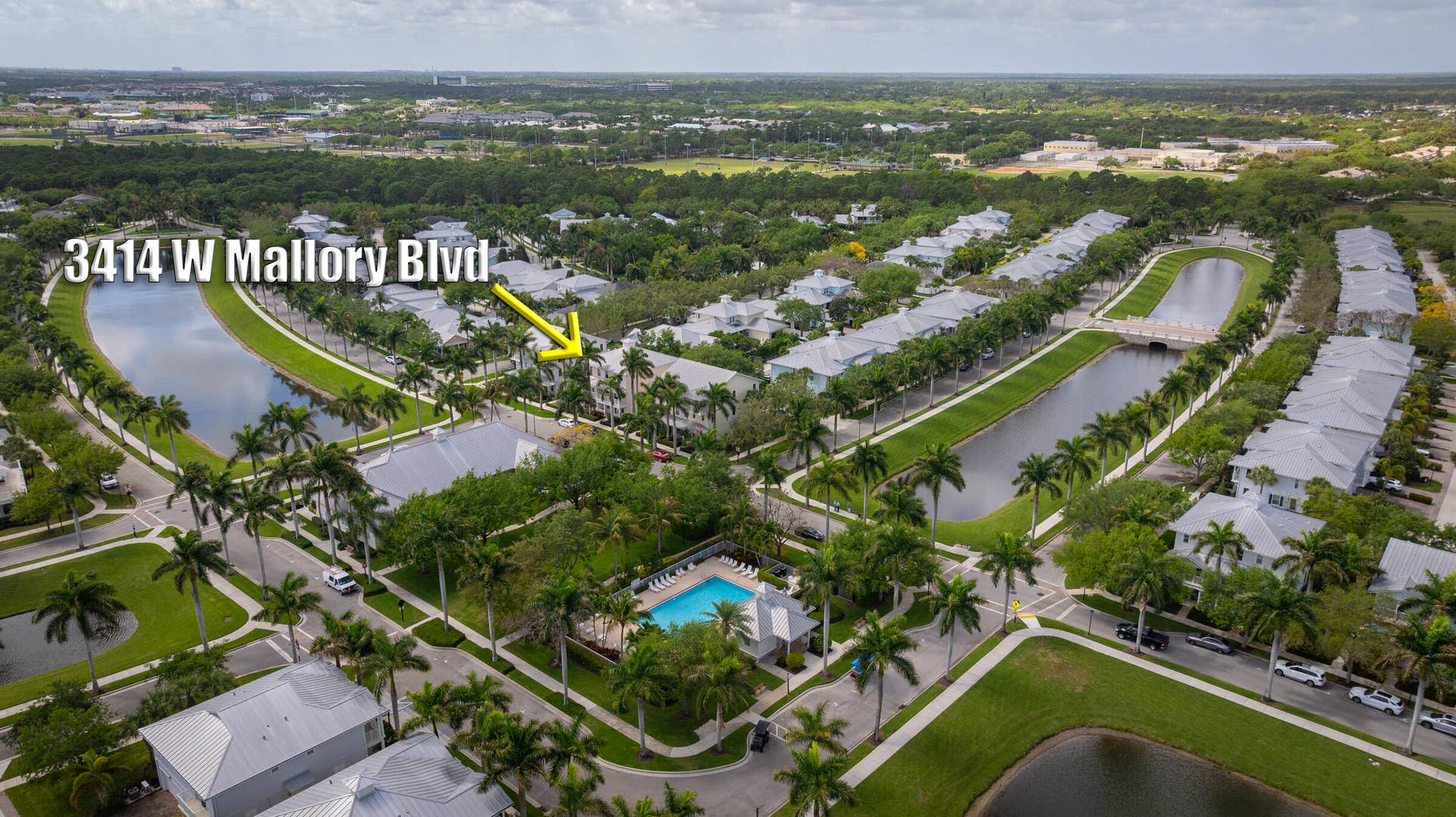 3414 W Mallory Boulevard, Jupiter, FL 33458 Aerial of 3414 Mallory blvd and amenity center