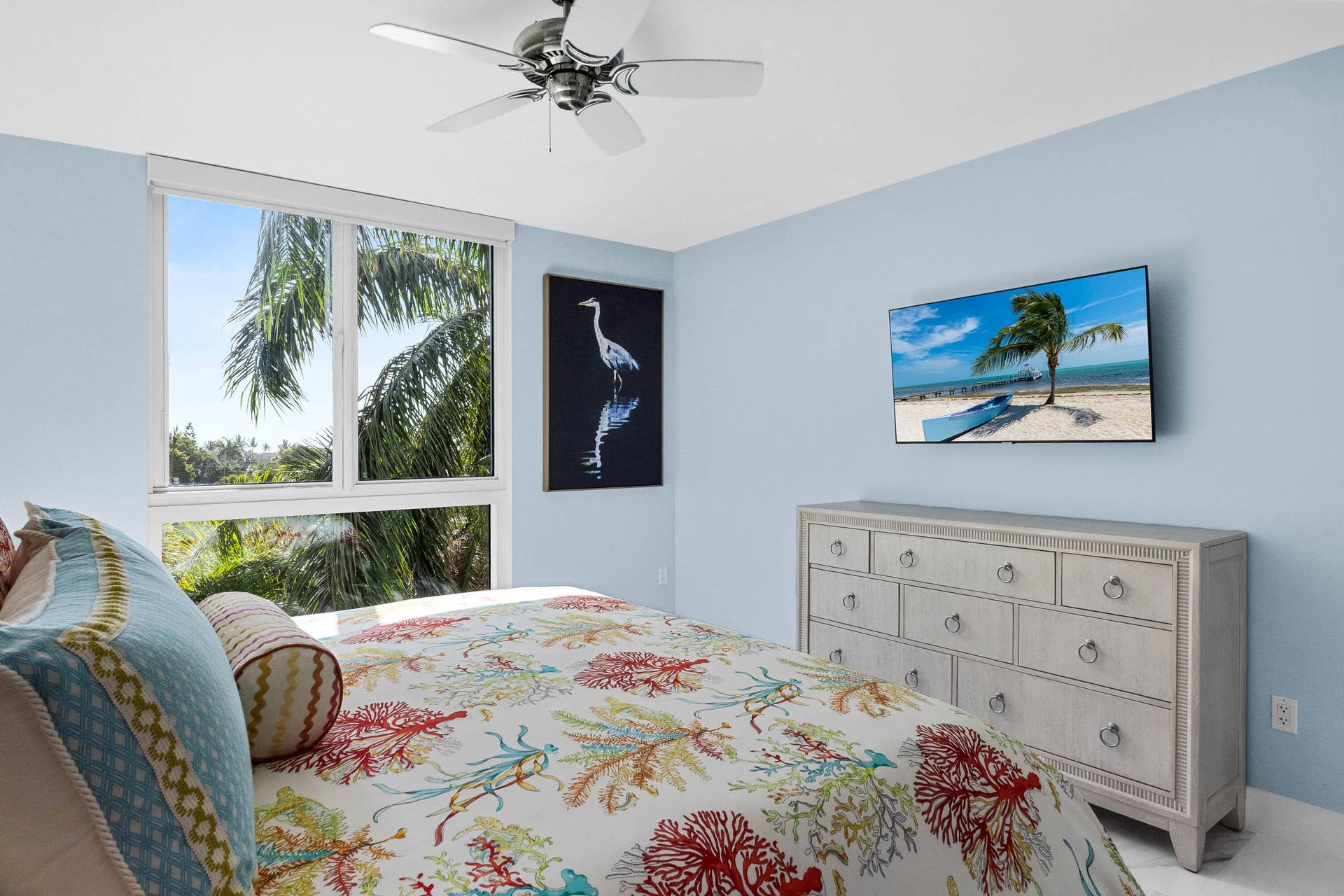 lay in bed to see views of the ocean, beautiful south Florida sky, and lush green palm trees in the distance.