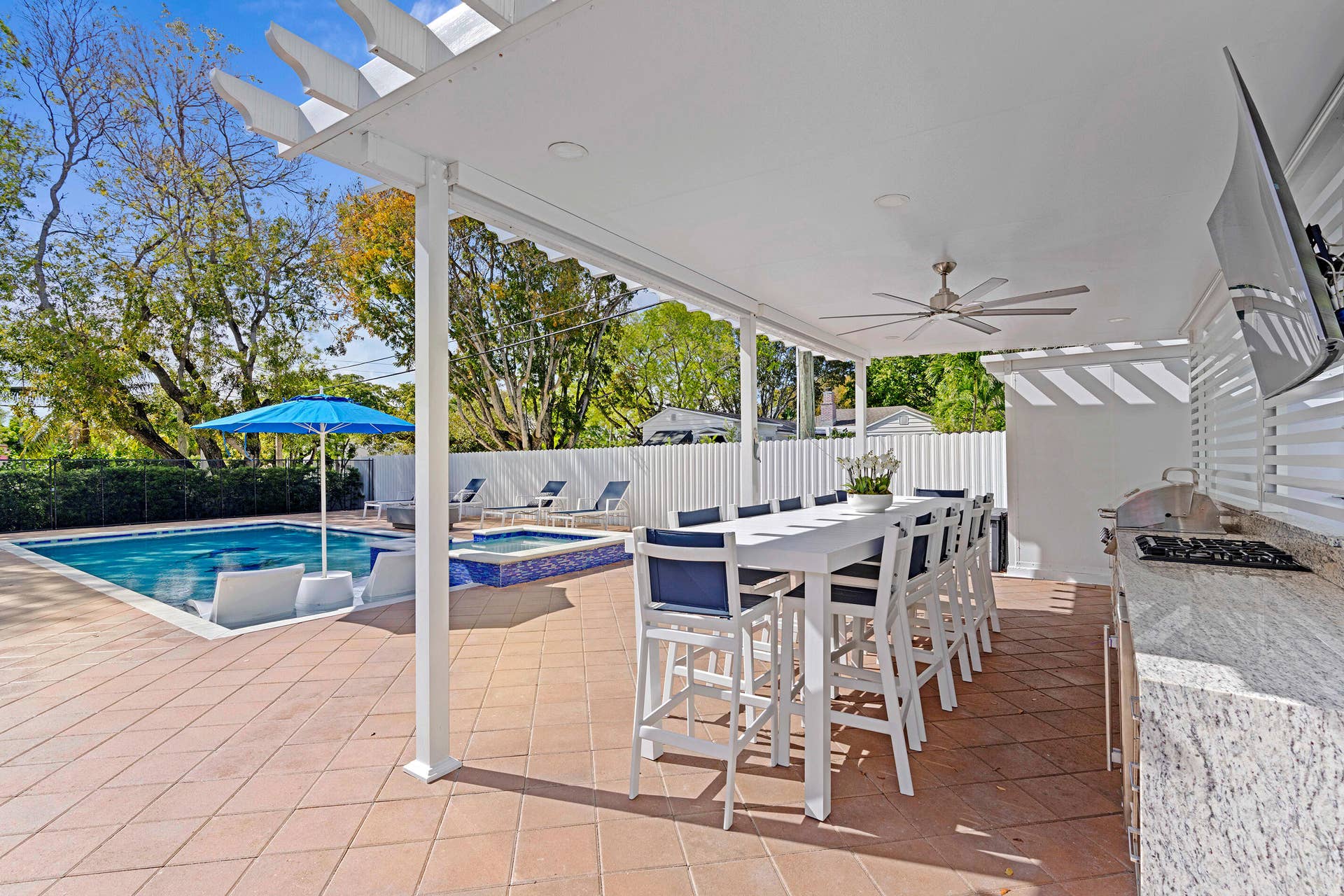 747 Avon Road, West Palm Beach, FL 33401 Summer kitchen and outdoor full cabana bathroom