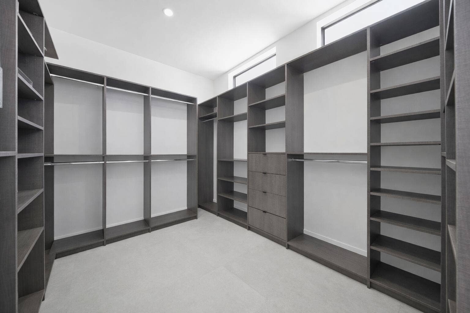 Minimalist walk-in closet interior