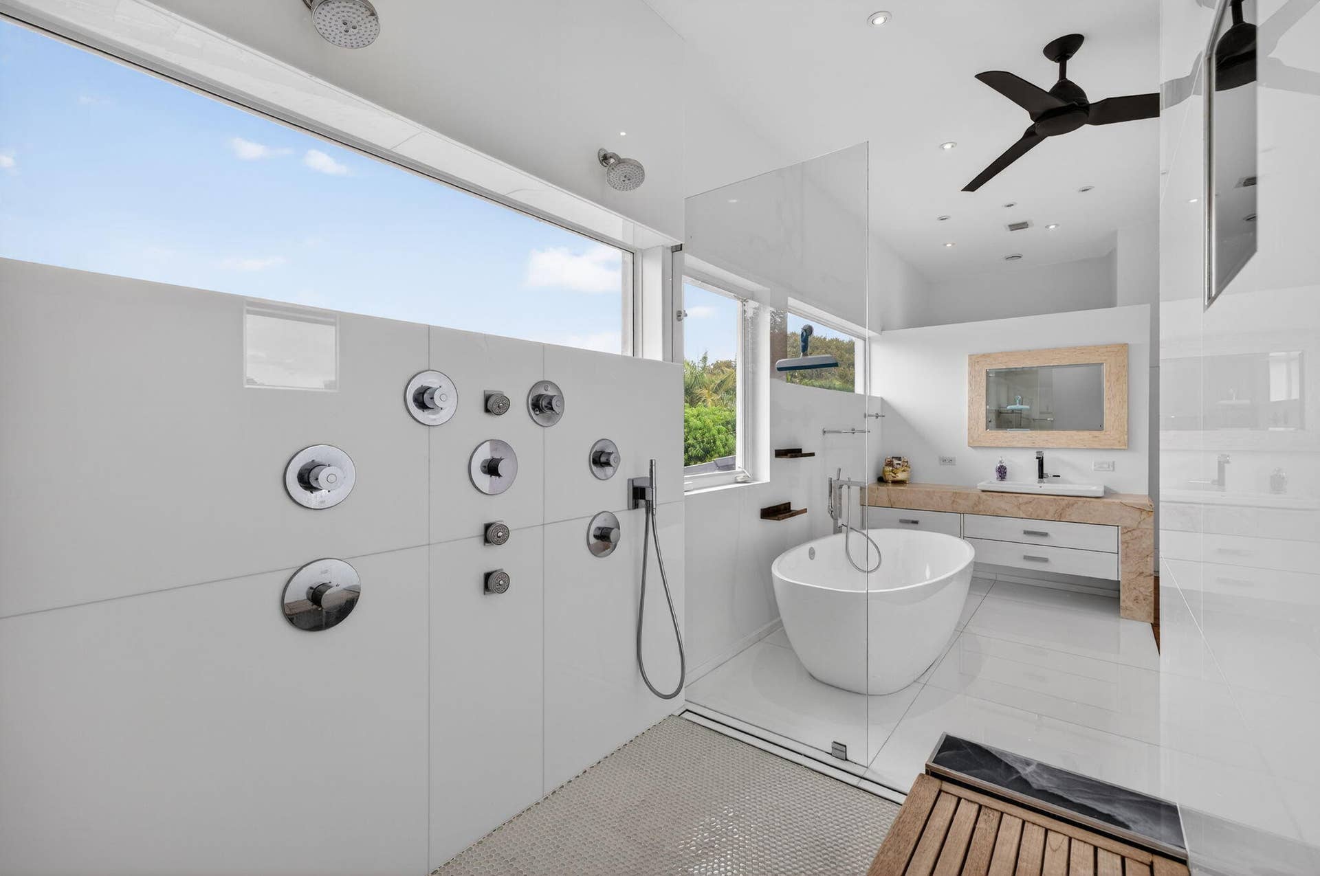 Your Shower & Her Bath & Vanity