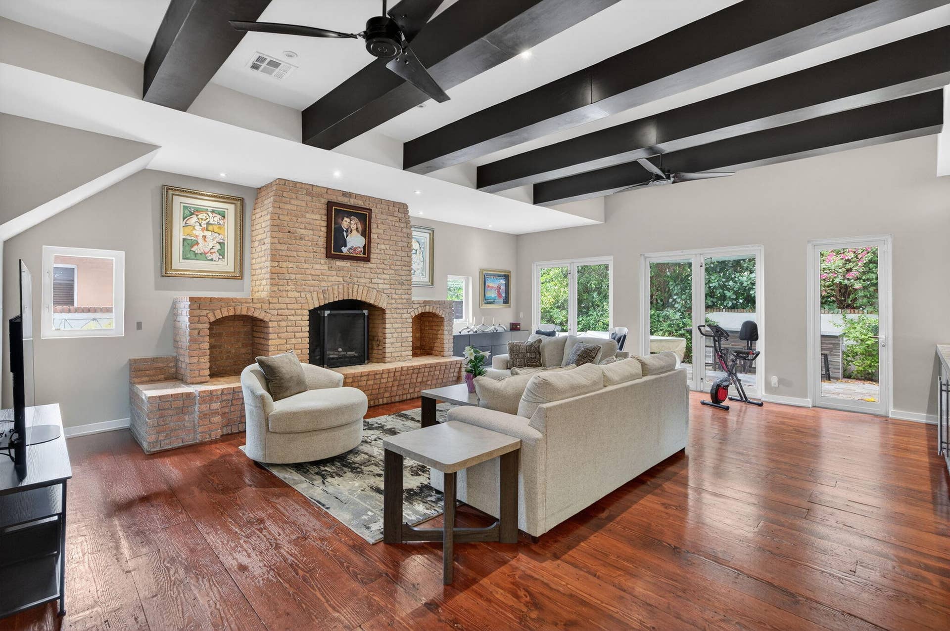 Living Room w/Wood Beams