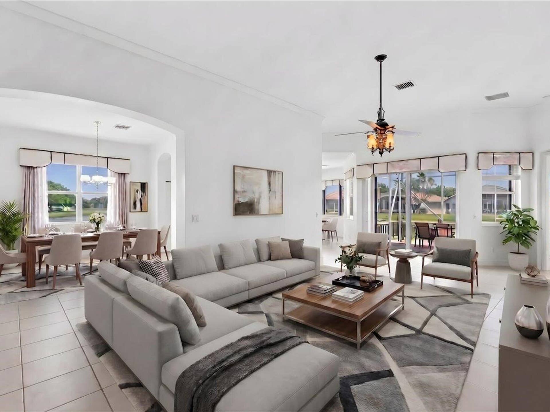Virtually Staged Living and dining room