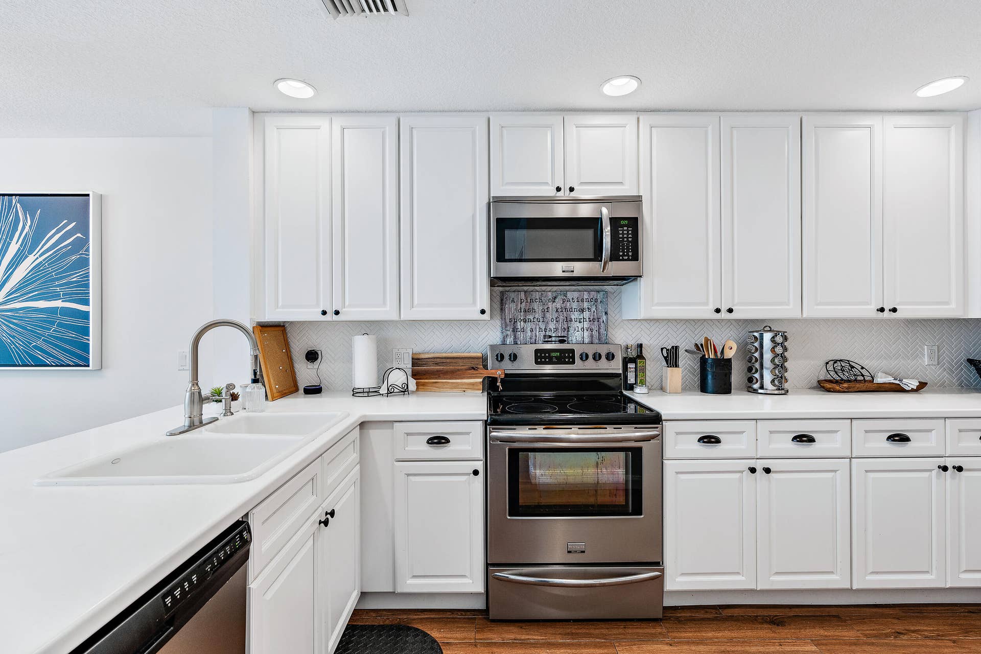 White wood cabinetry kitchen