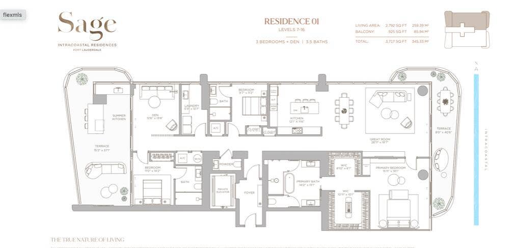 900 Intracoastal Drive, #701, Fort Lauderdale, FL 33304 Floorplan 701