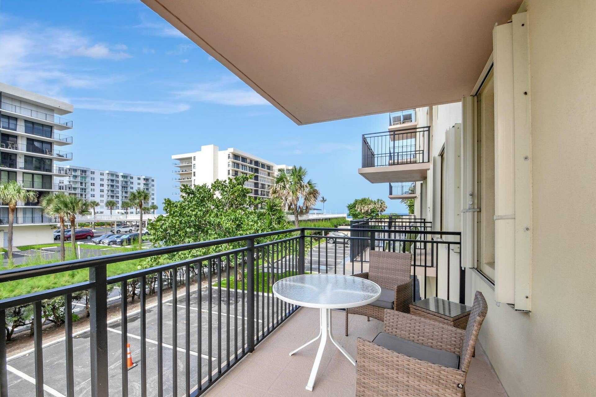 3475 S Ocean Boulevard, #116, Palm Beach, FL 33480 Living Room Balcony - Looking East