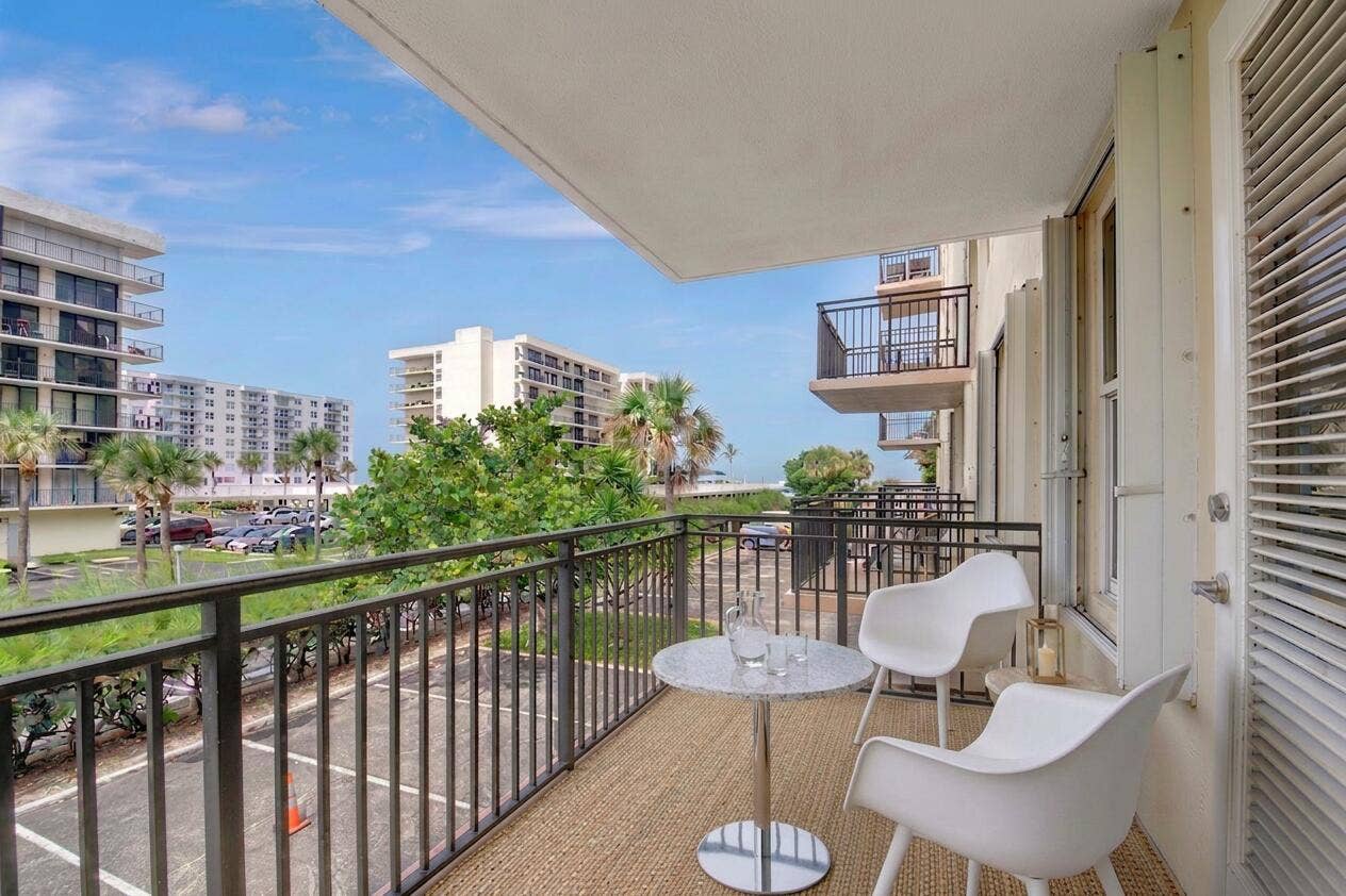 3475 S Ocean Boulevard, #116, Palm Beach, FL 33480 Virtually Staged Balcony