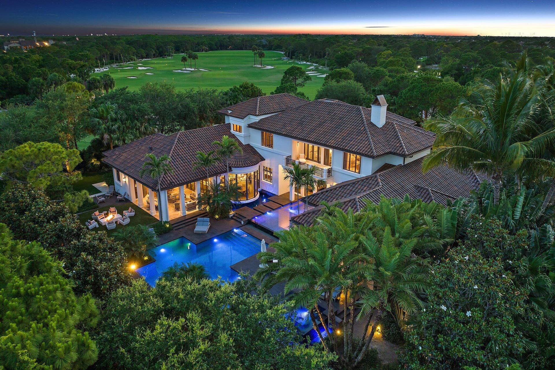 232 Bears Club Drive, Jupiter, FL 33477 Rear Elevation with Golf View