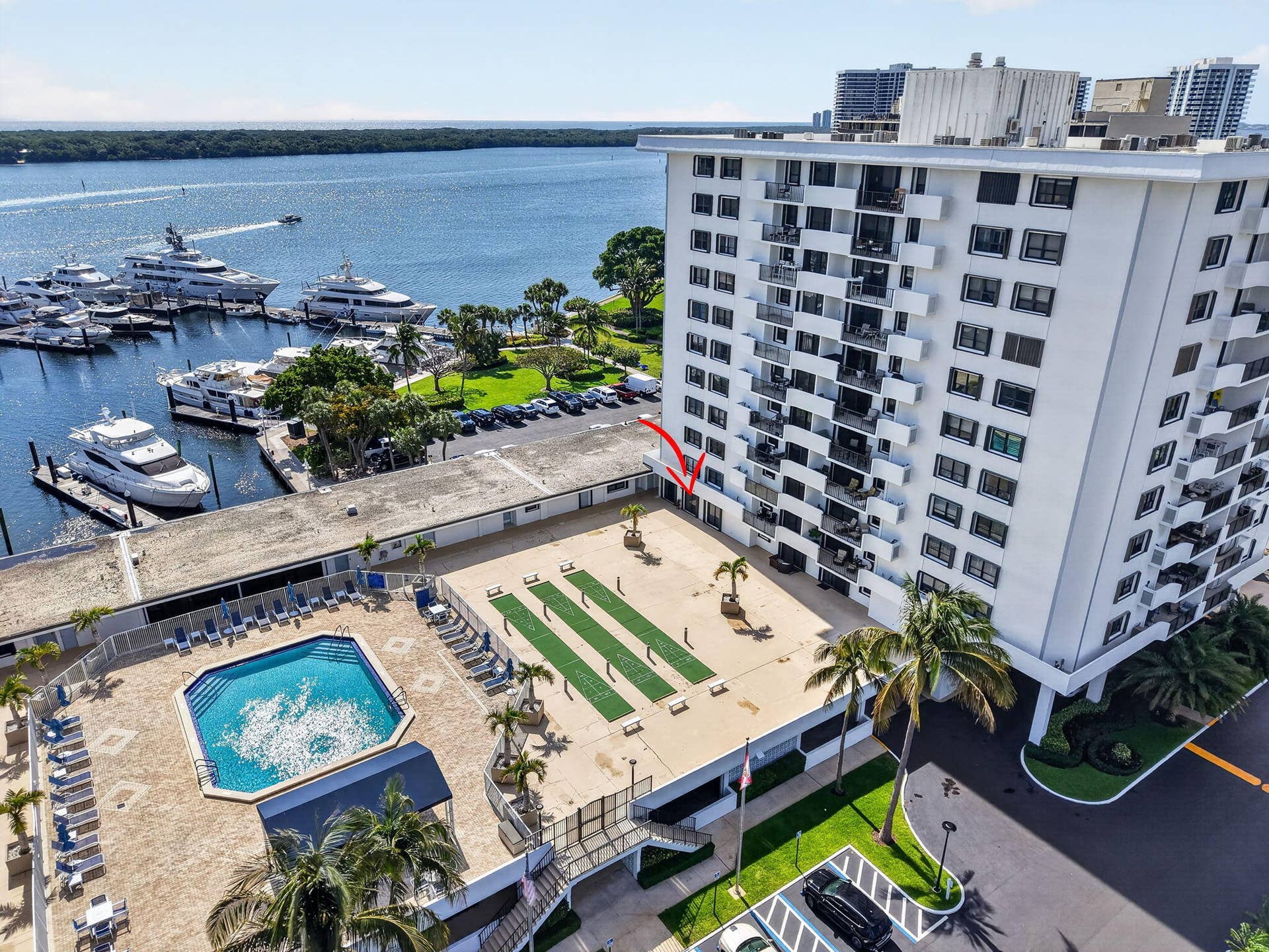 1200 Marine Way, #Bd2, North Palm Beach, FL 33408 Aerial Pool View