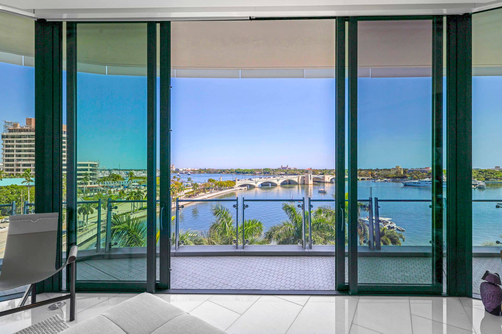 1100 S Flagler Drive, #601, West Palm Beach, FL 33401 Living Room Terrace View