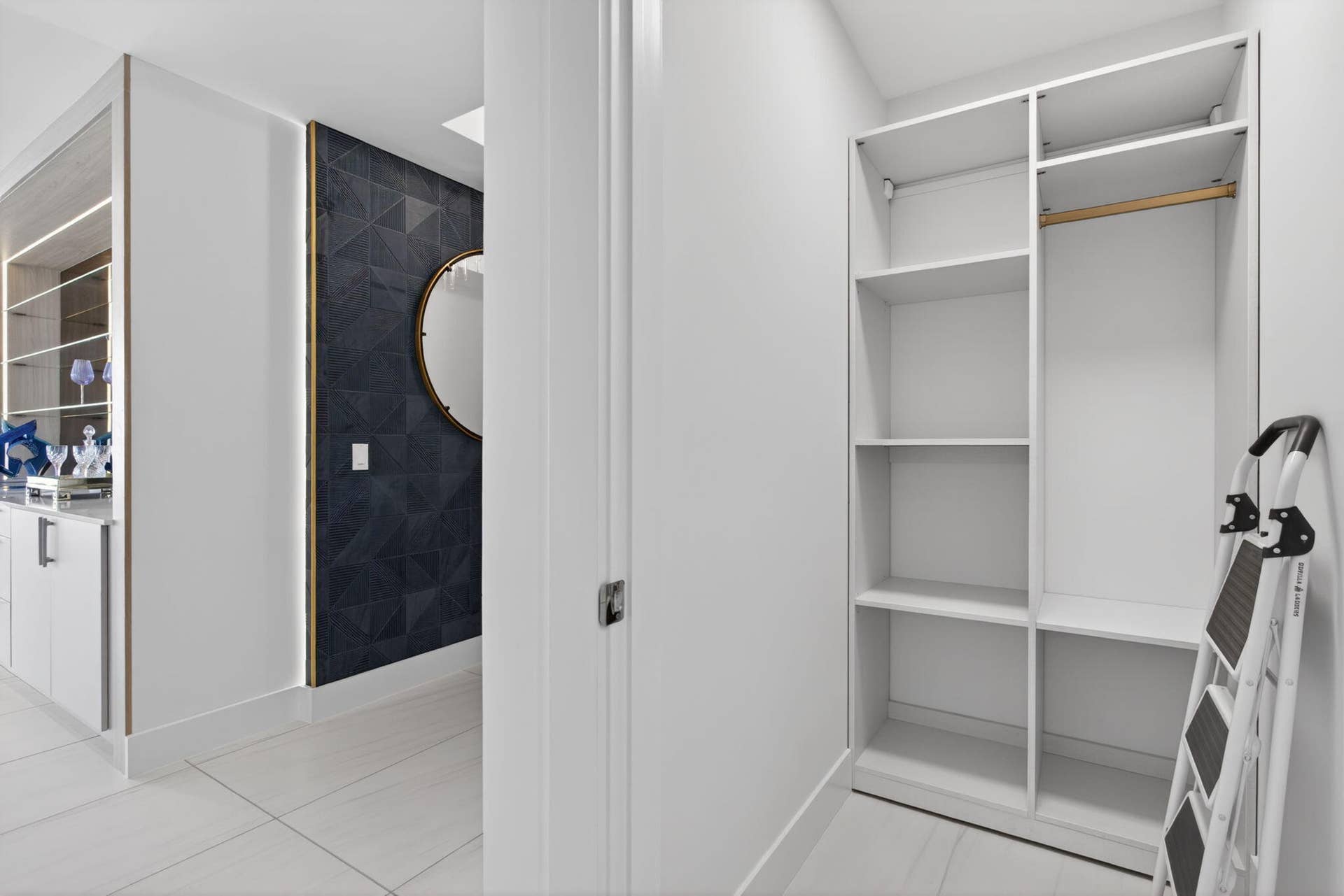 Closet positioned near the entryway