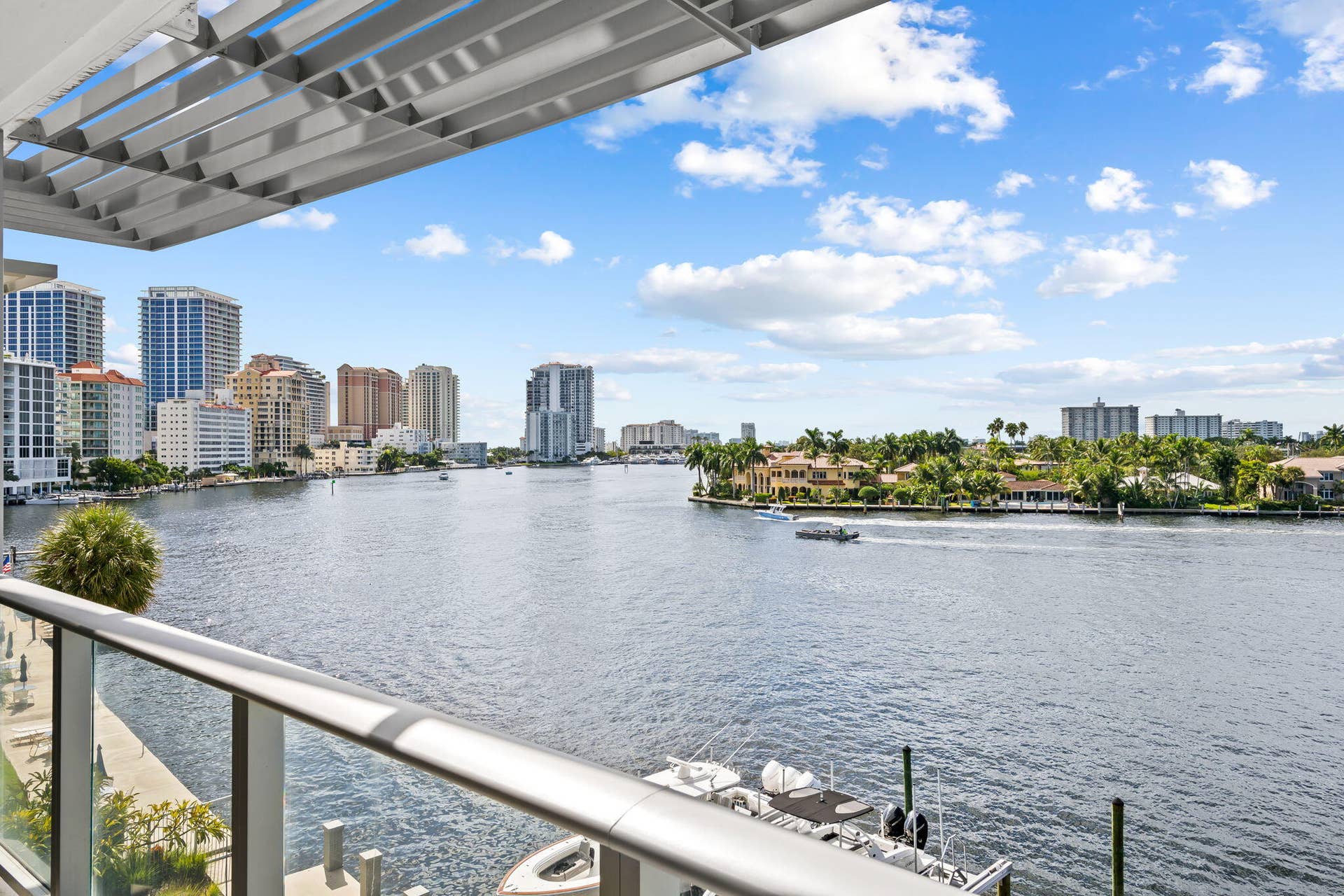 435 Bayshore Drive, #302, Fort Lauderdale, FL 33304 Expansive balcony view of the Widest part of the Intracoastal and Middle River across from $30-40M homes.
