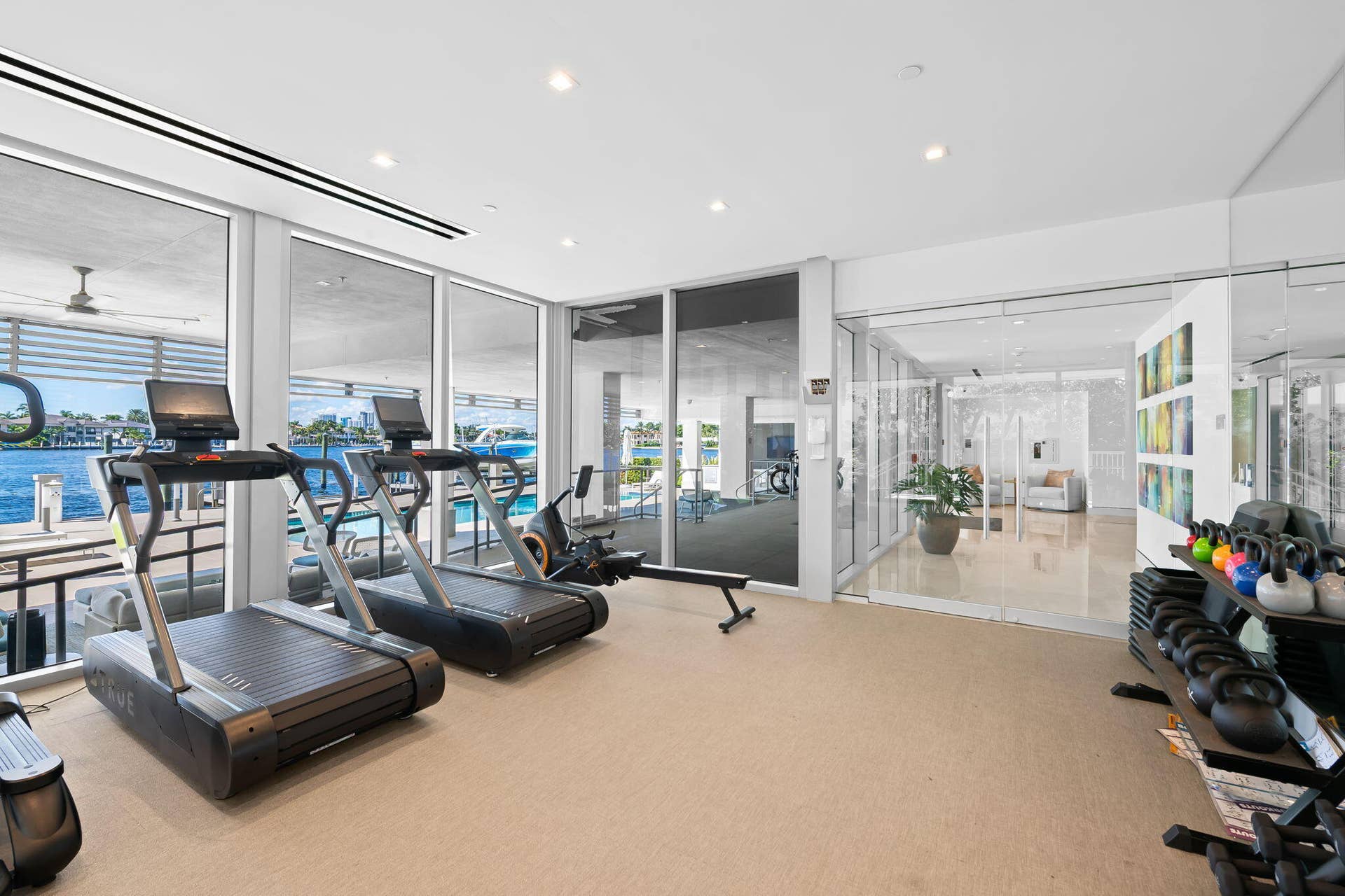 435 Bayshore Drive, #302, Fort Lauderdale, FL 33304 Fitness center overlooking the Intracoastal