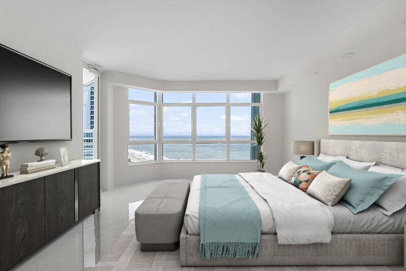 1700 S Ocean Boulevard, #15c, Lauderdale By The Sea, FL 33062 Master Bedroom Virtually Staged