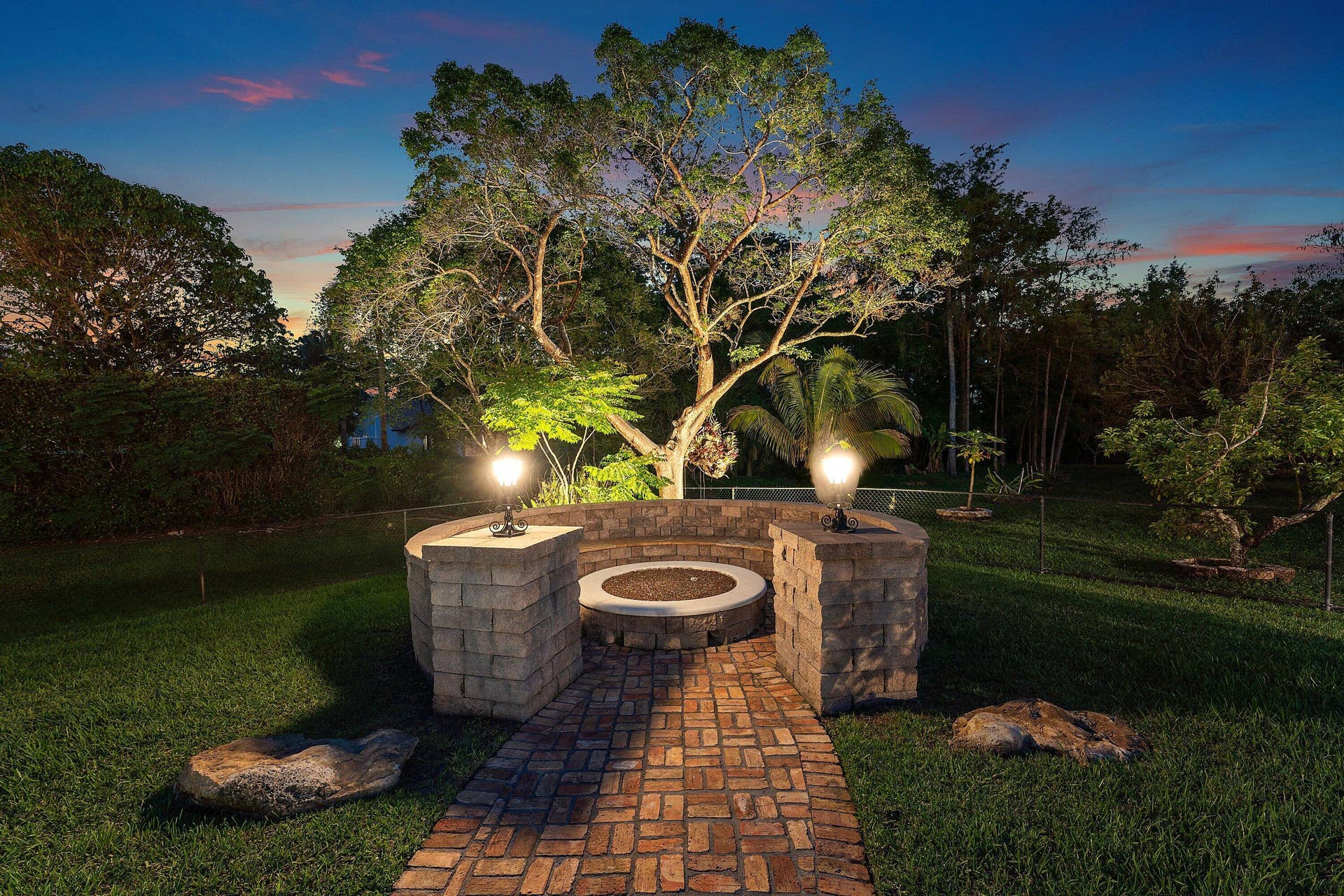 Artisan Fire Pit with Stone Seating