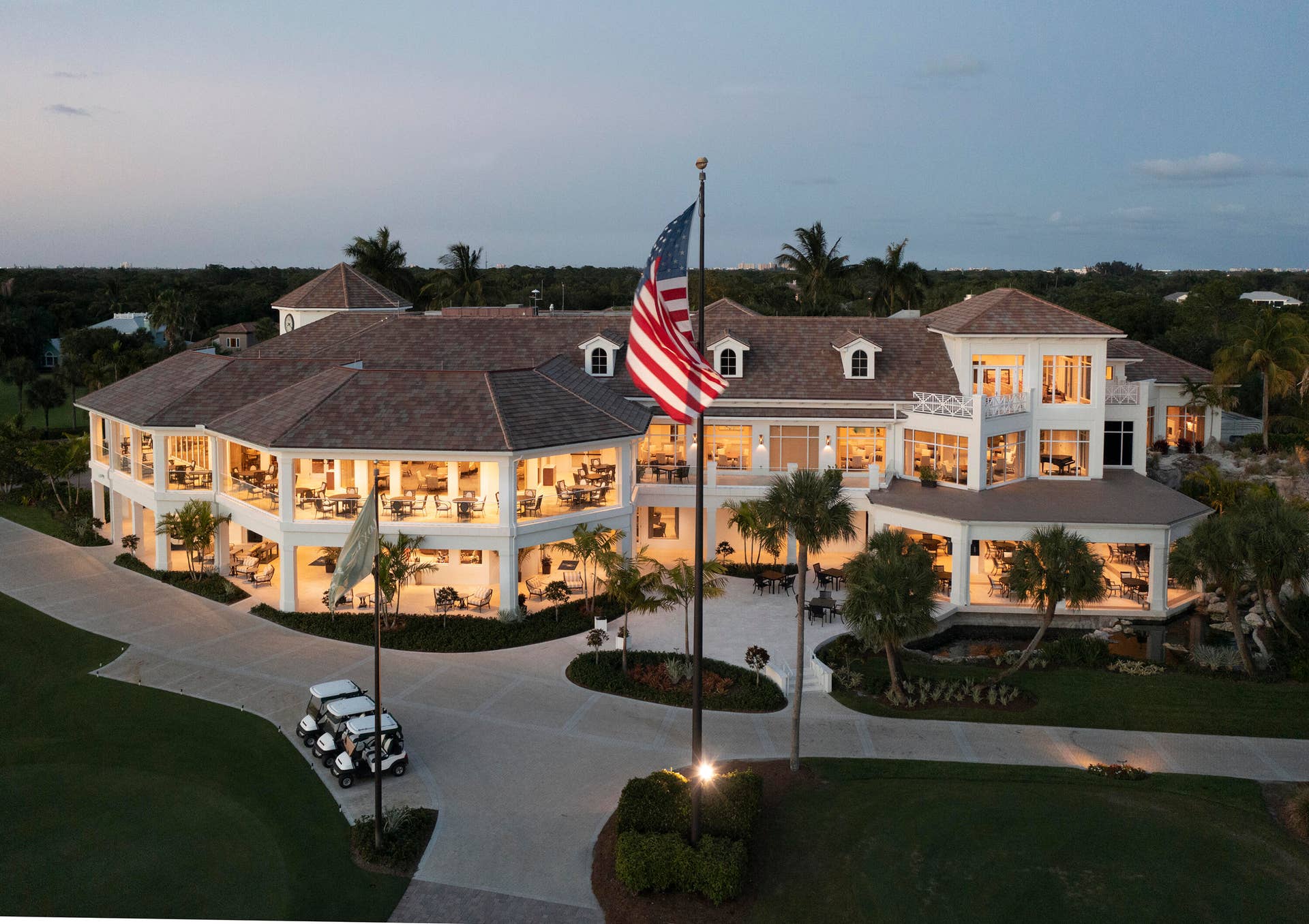 111 Caballo Lane, Jupiter, Jupiter, FL 33458 Clubhouse Back with Flag. FAV