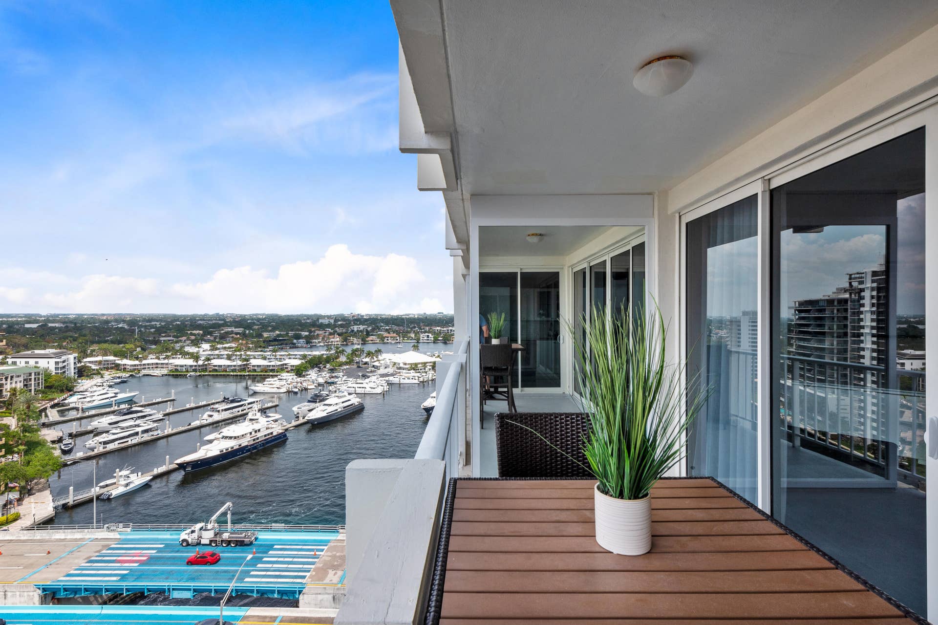 2800 E Sunrise Boulevard, #19d, Fort Lauderdale, Fort Lauderdale, FL 33304 Balcony and view to north and Marina