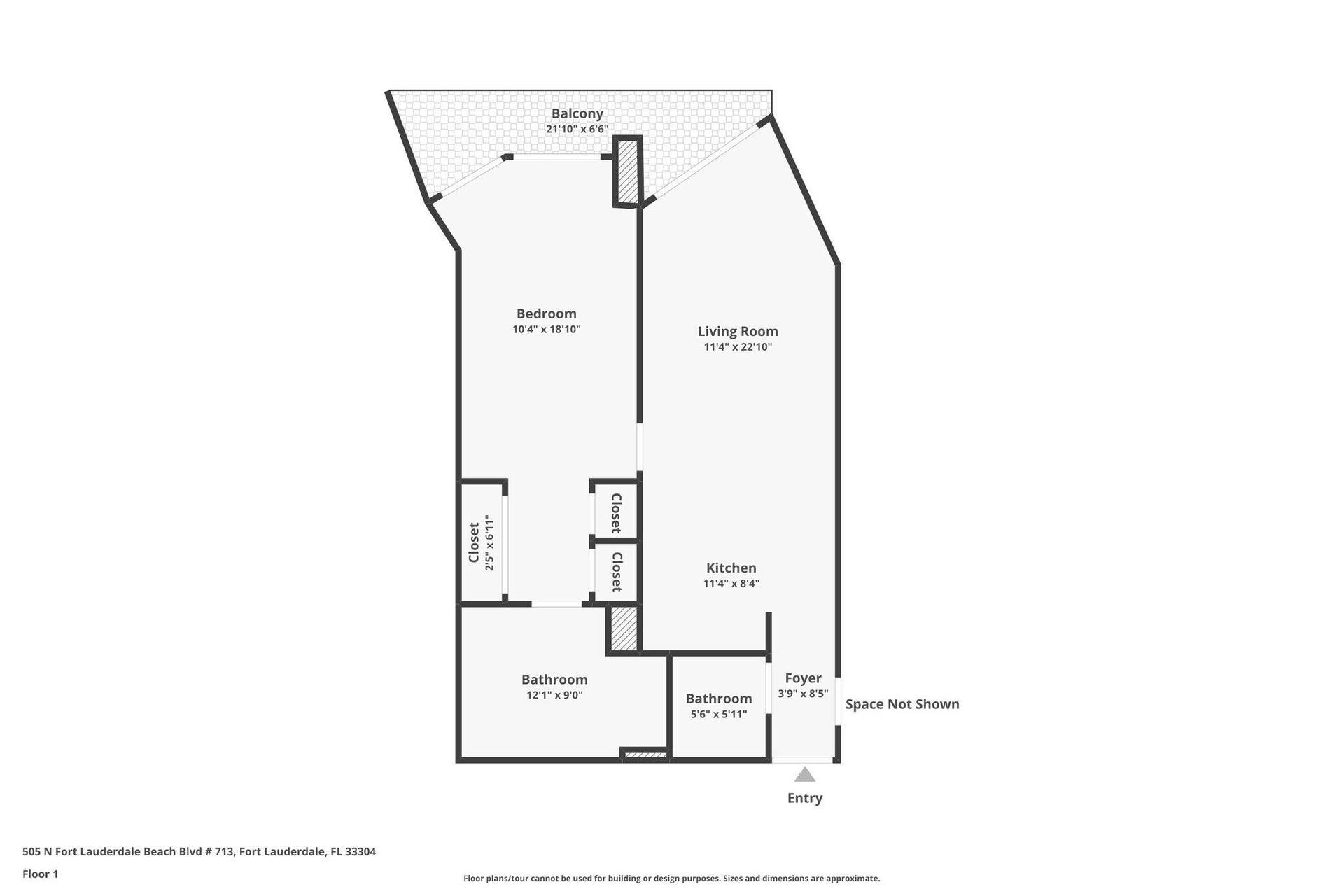 505 N Fort Lauderdale Beach Boulevard, #713, Fort Lauderdale, FL 33304 Floor Plan Unit# 713 Q Club Hilton