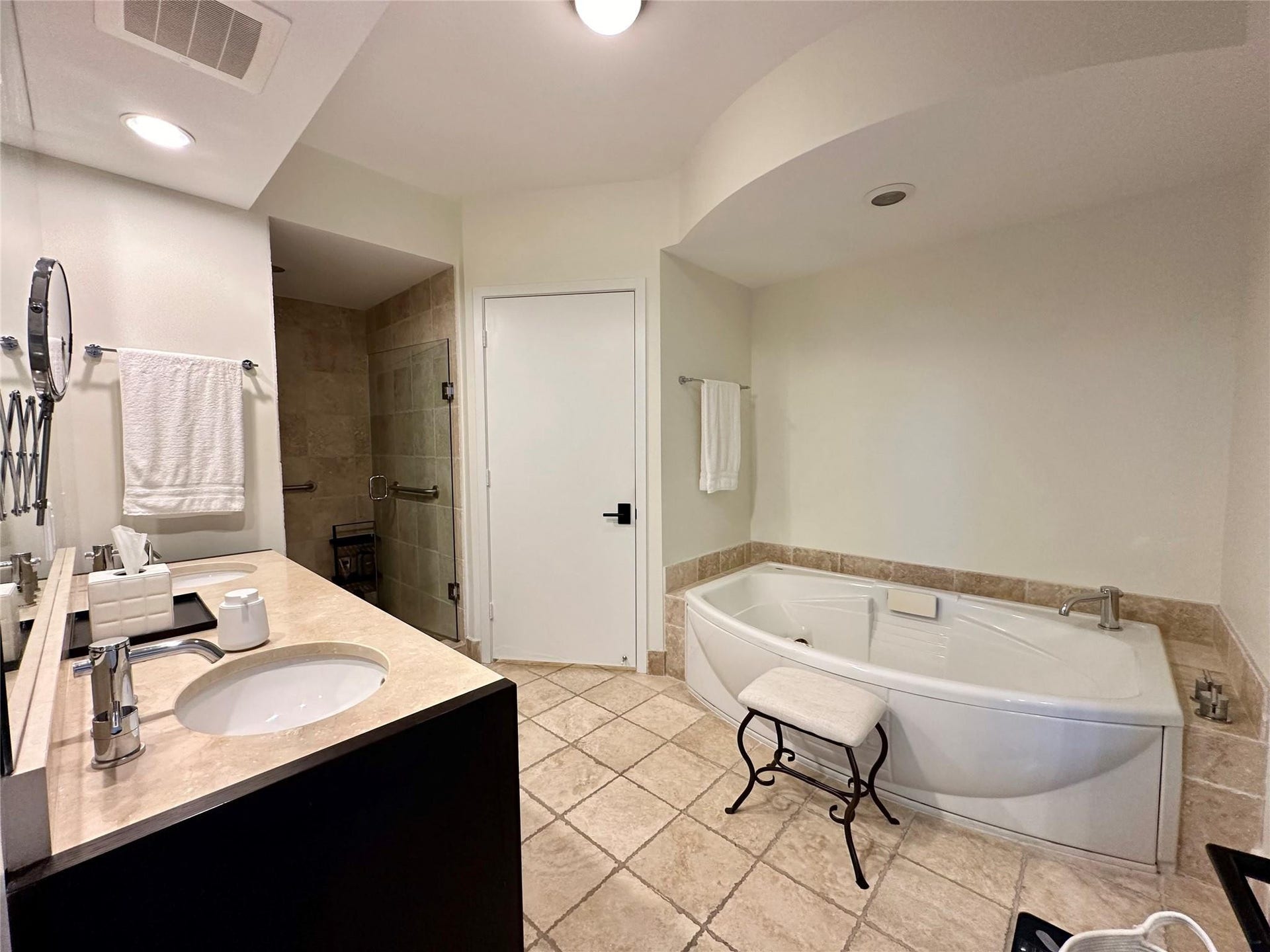 Master bath shower and tub and sinks