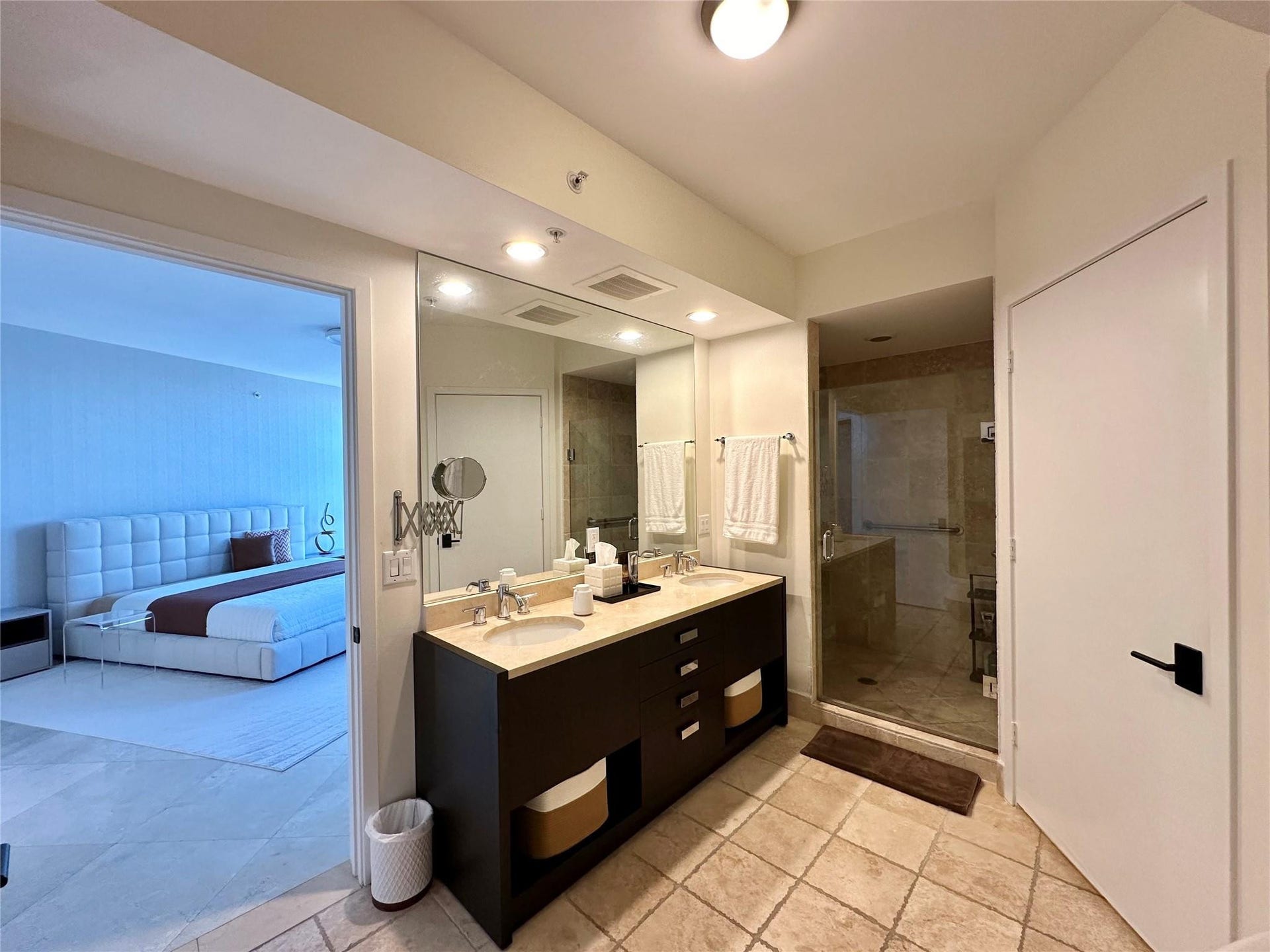 Master bath showing connection to master bed