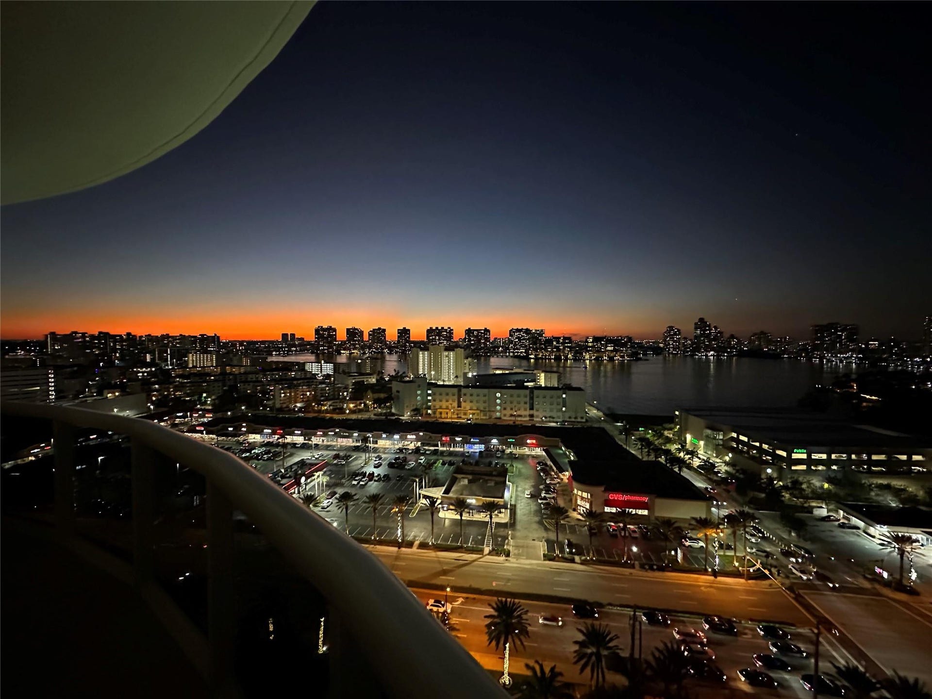 Back to our unit balcony after sunset