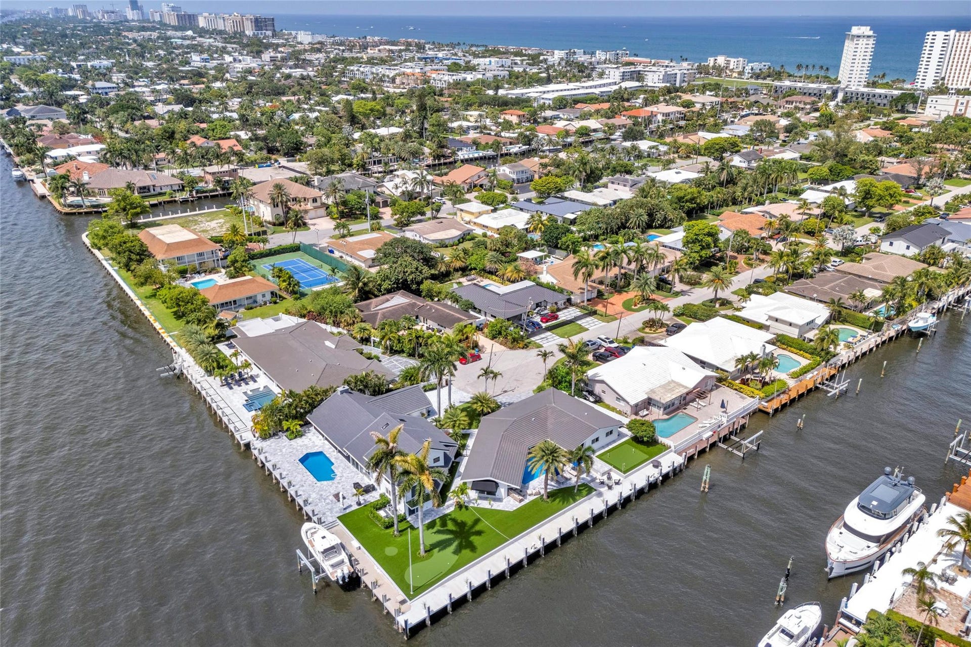 One of kind 3 Bedroom / 3.5 Bathroom Waterfront Estate all 1 Level with Intercostal Views and 150ft of dockage.