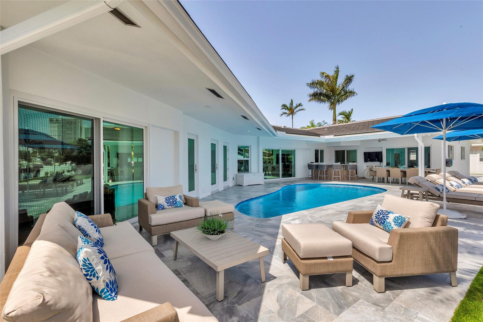 Outdoor partially covered area for lounging and relaxing with intercostal views