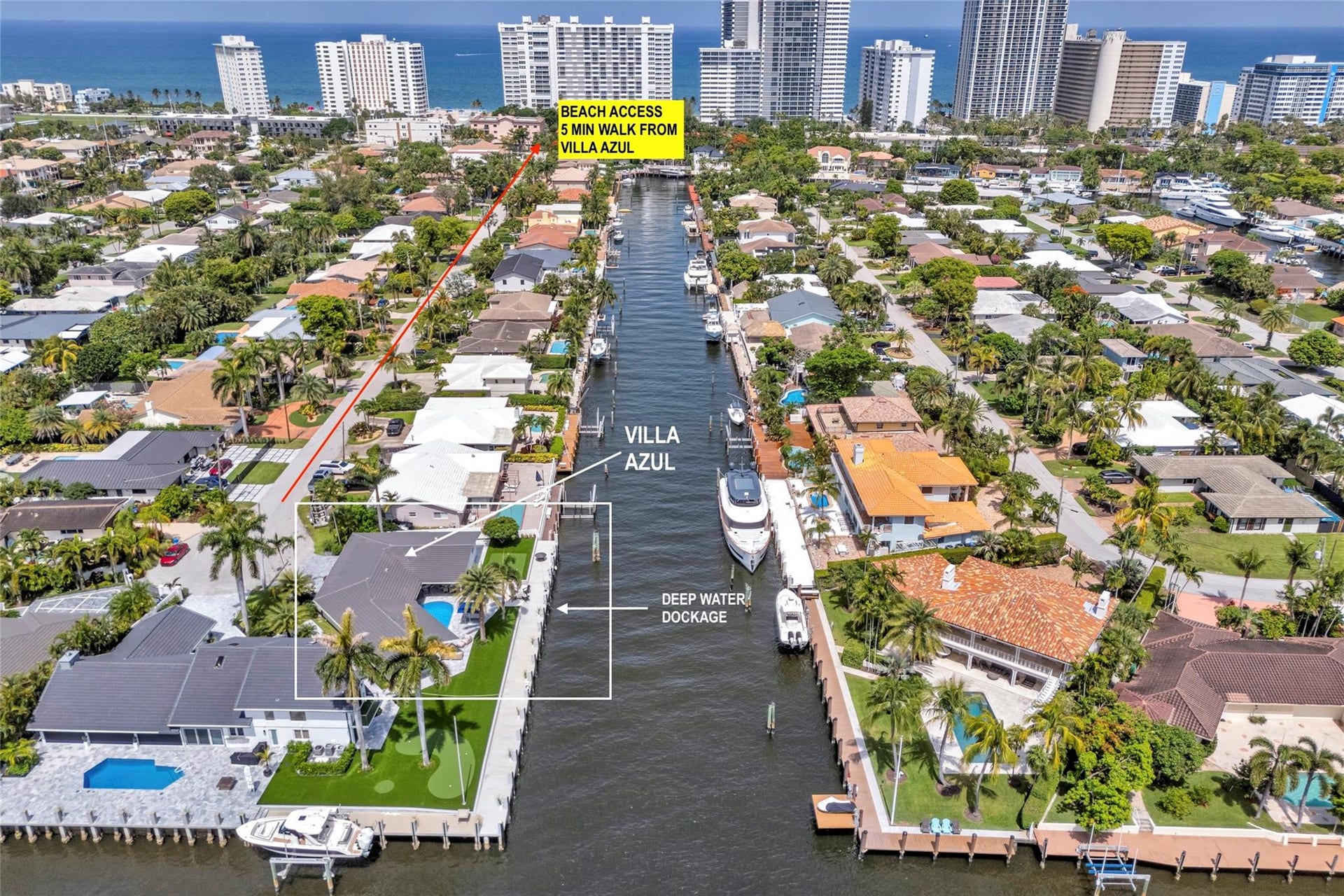 One of kind 3 Bedroom / 3.5 Bathroom Waterfront Estate all 1 Level with Intercostal Views and 150ft of dockage. 5 minute walk to beach