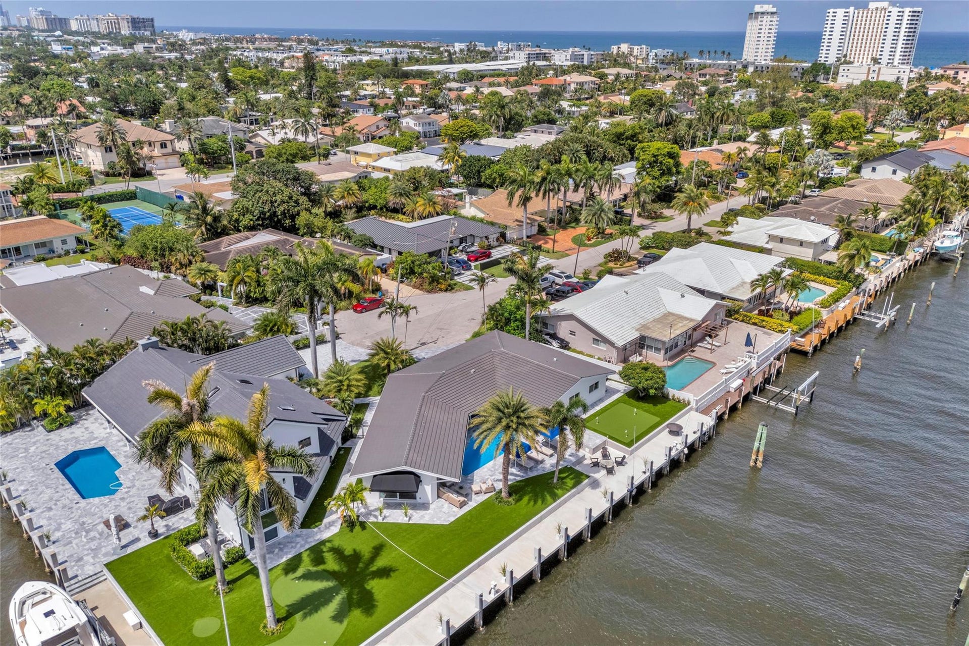 One of kind 3 Bedroom / 3.5 Bathroom Waterfront Estate all 1 Level with Intercostal Views and 150ft of dockage.