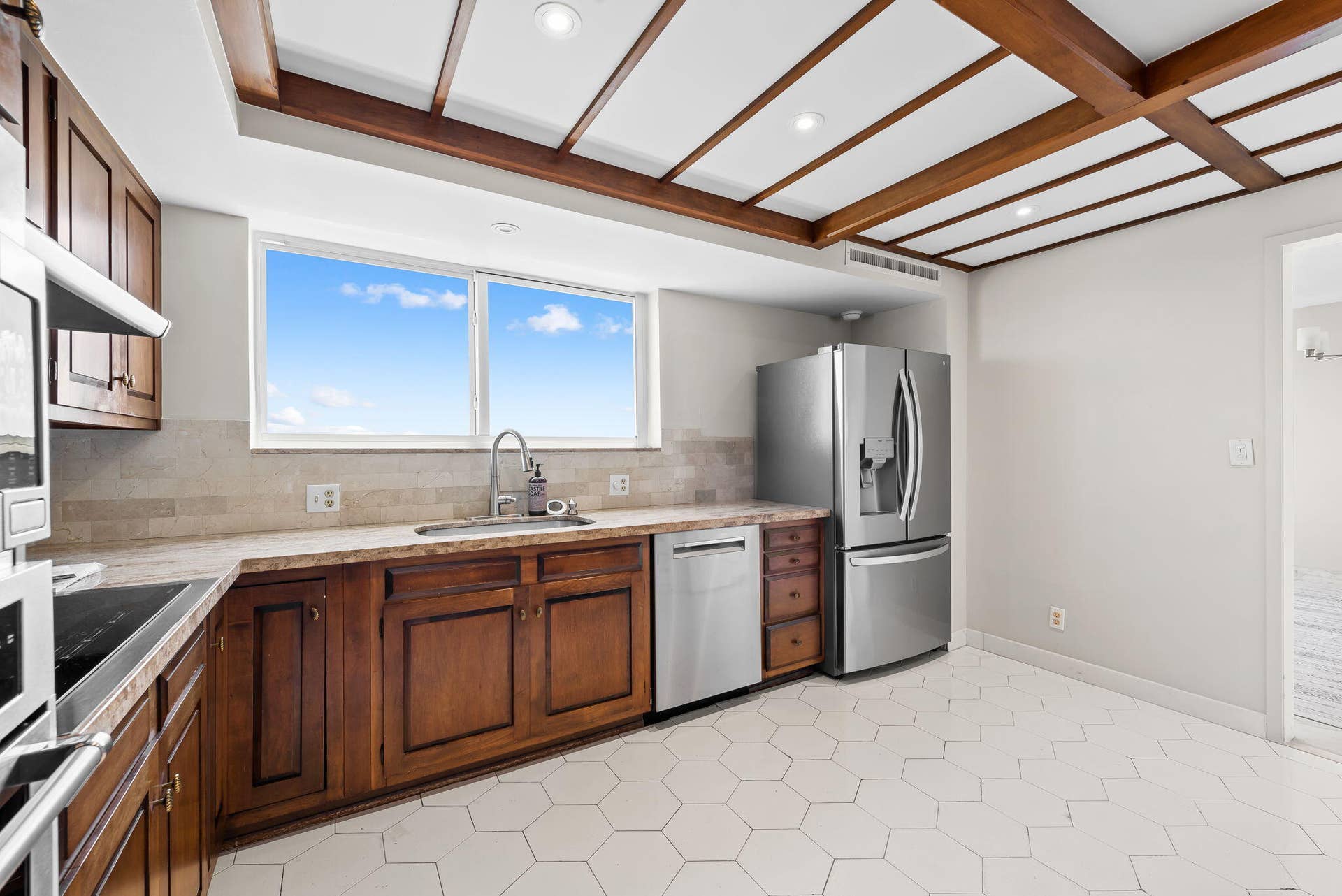 View of kitchen off dining room