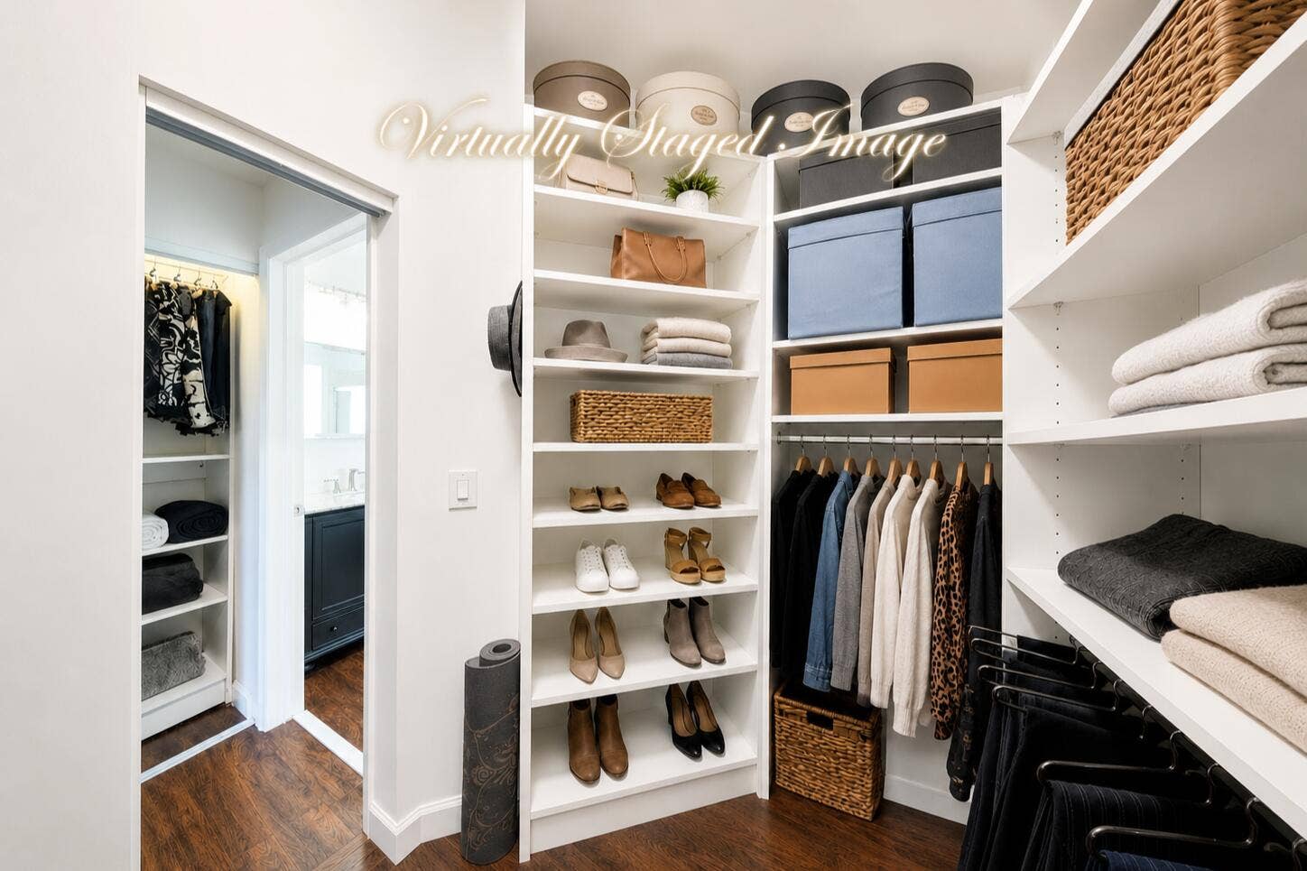 virtually staged/main bedroom walk-in closet