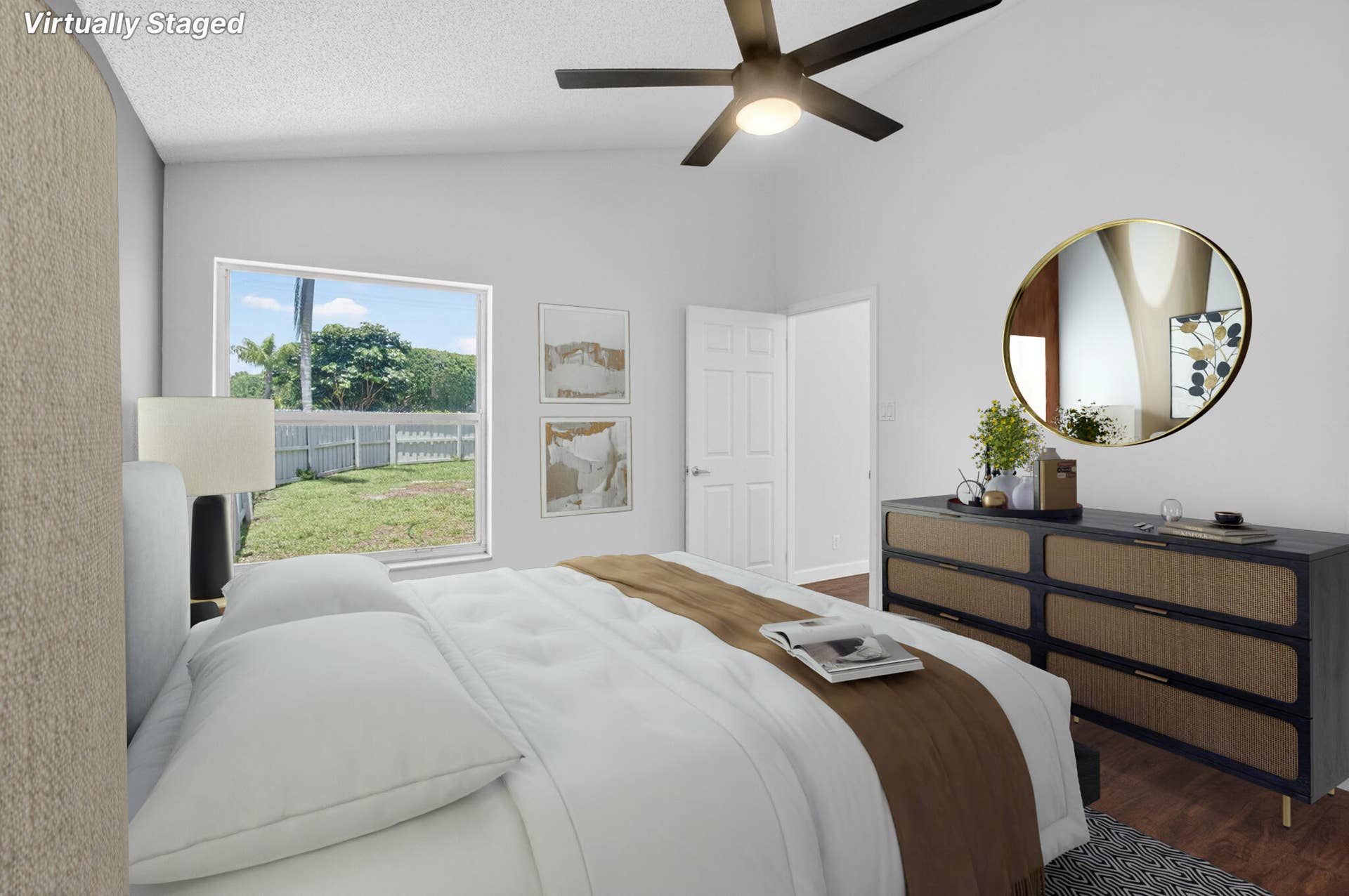 virtually staged/main bedroom