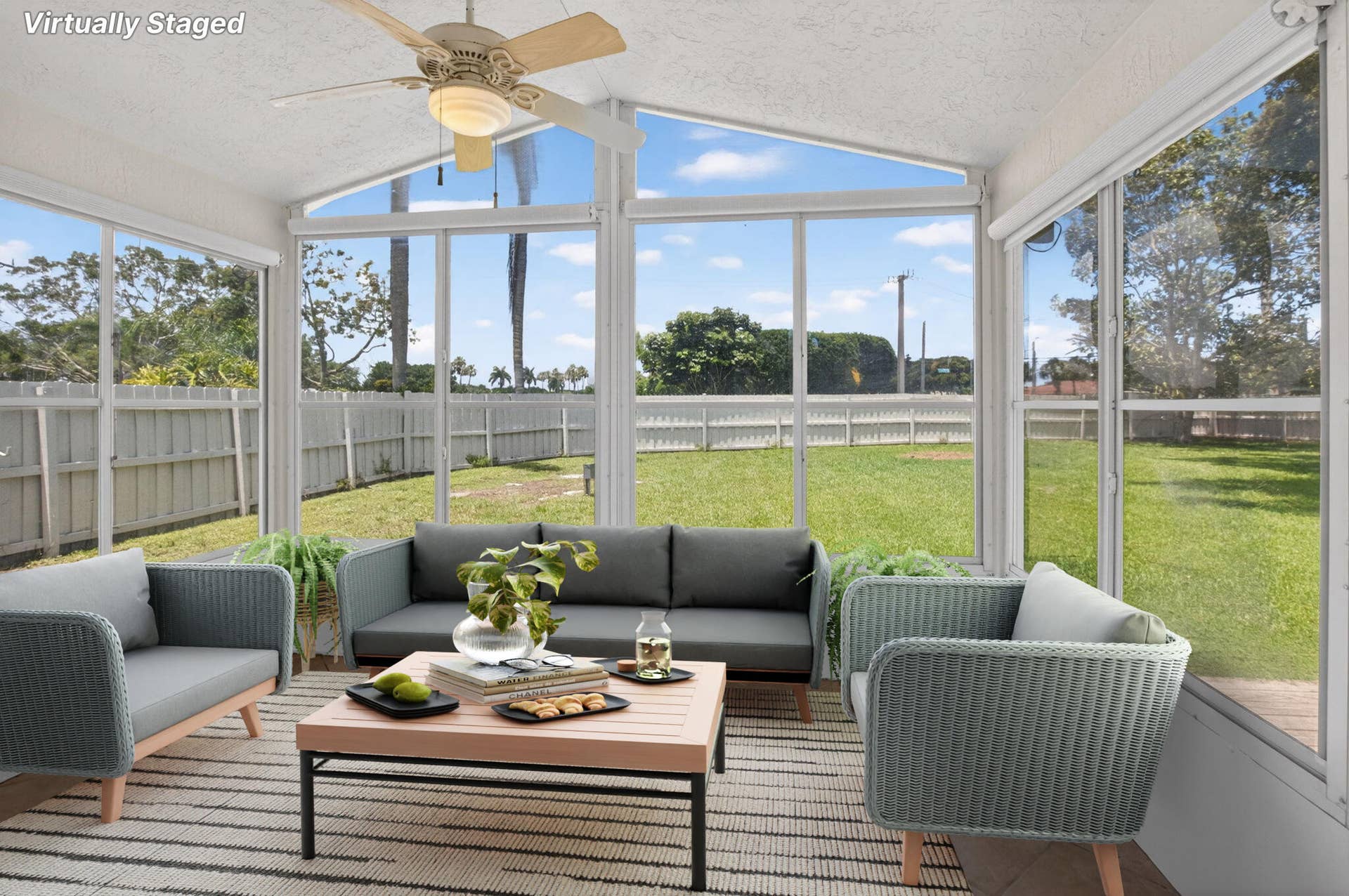 virtually staged/enclosed patio