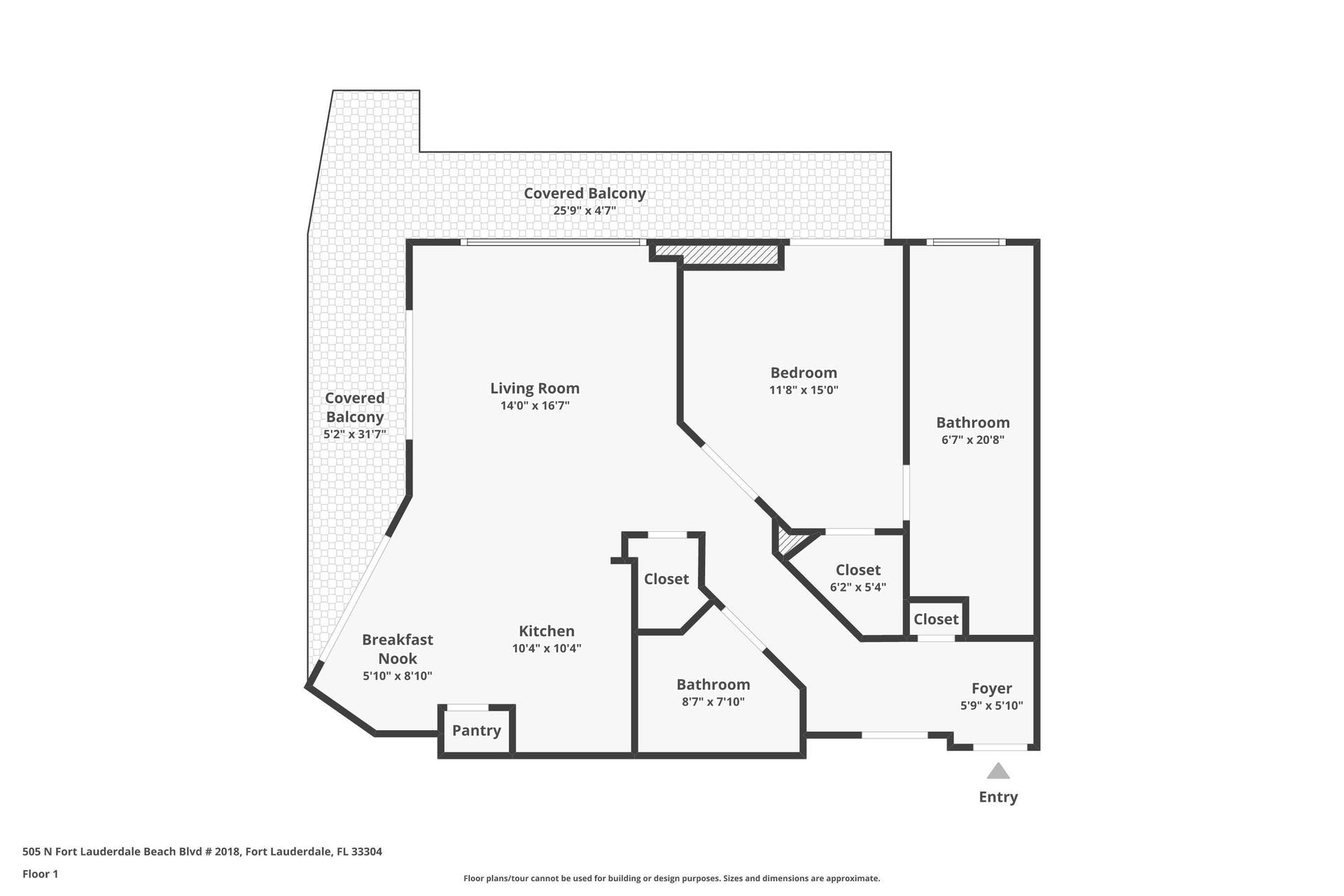 505 N Fort Lauderdale Beach Boulevard, #2018, Fort Lauderdale, FL 33304 Floor Plan