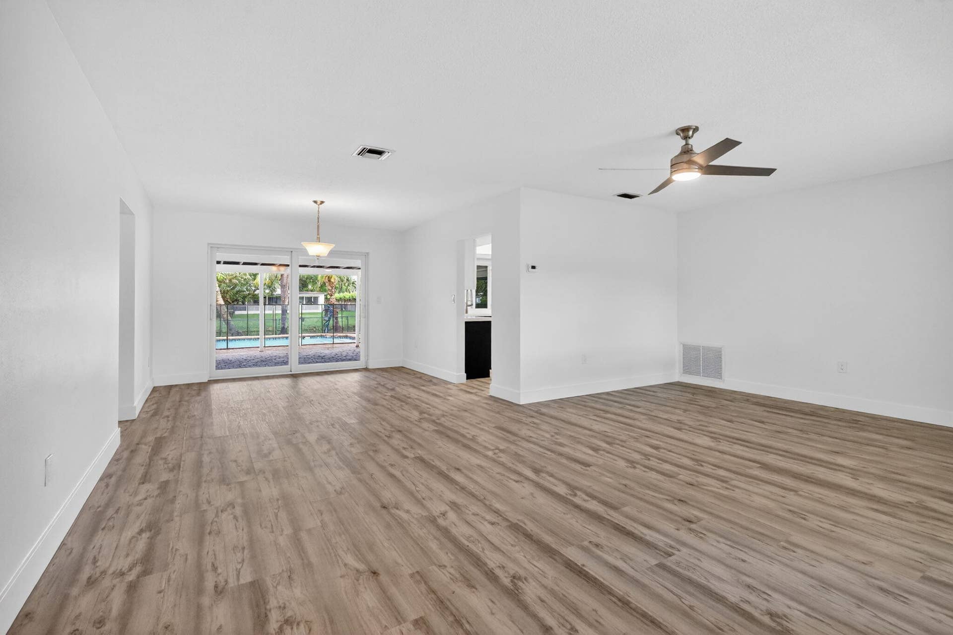 Living room and dining room