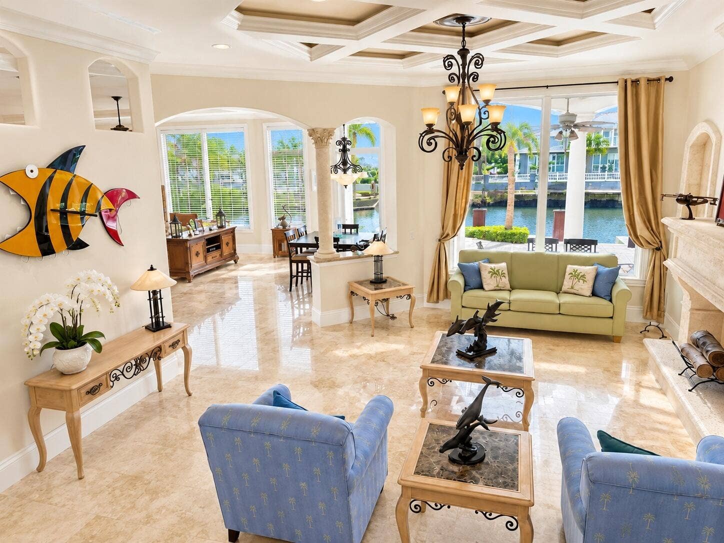 4431 NE 24th Avenue, Lighthouse Point, FL 33064 Elevated Living Room with Waterview