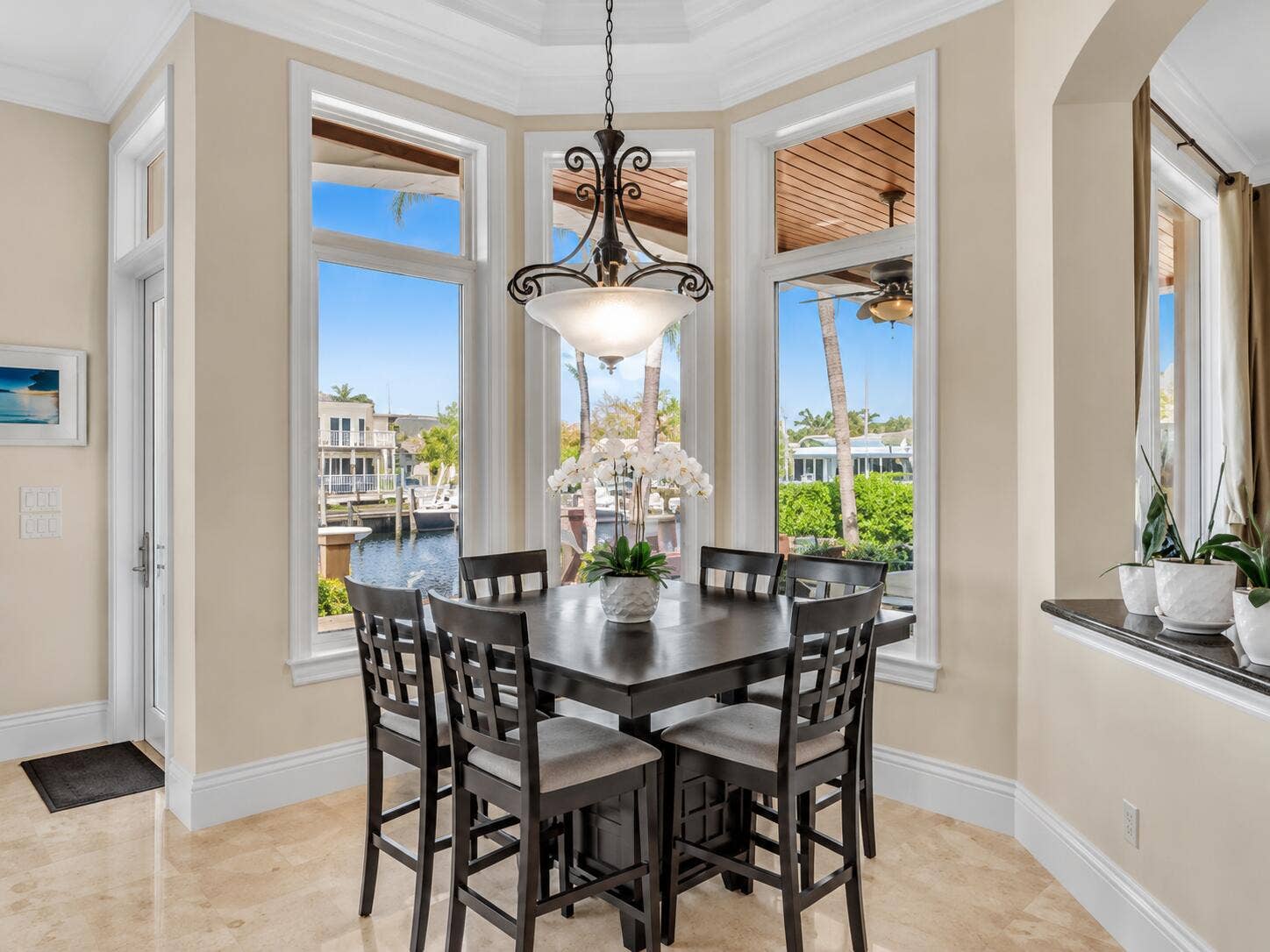 4431 NE 24th Avenue, Lighthouse Point, FL 33064 Breakfast area with waterfront view